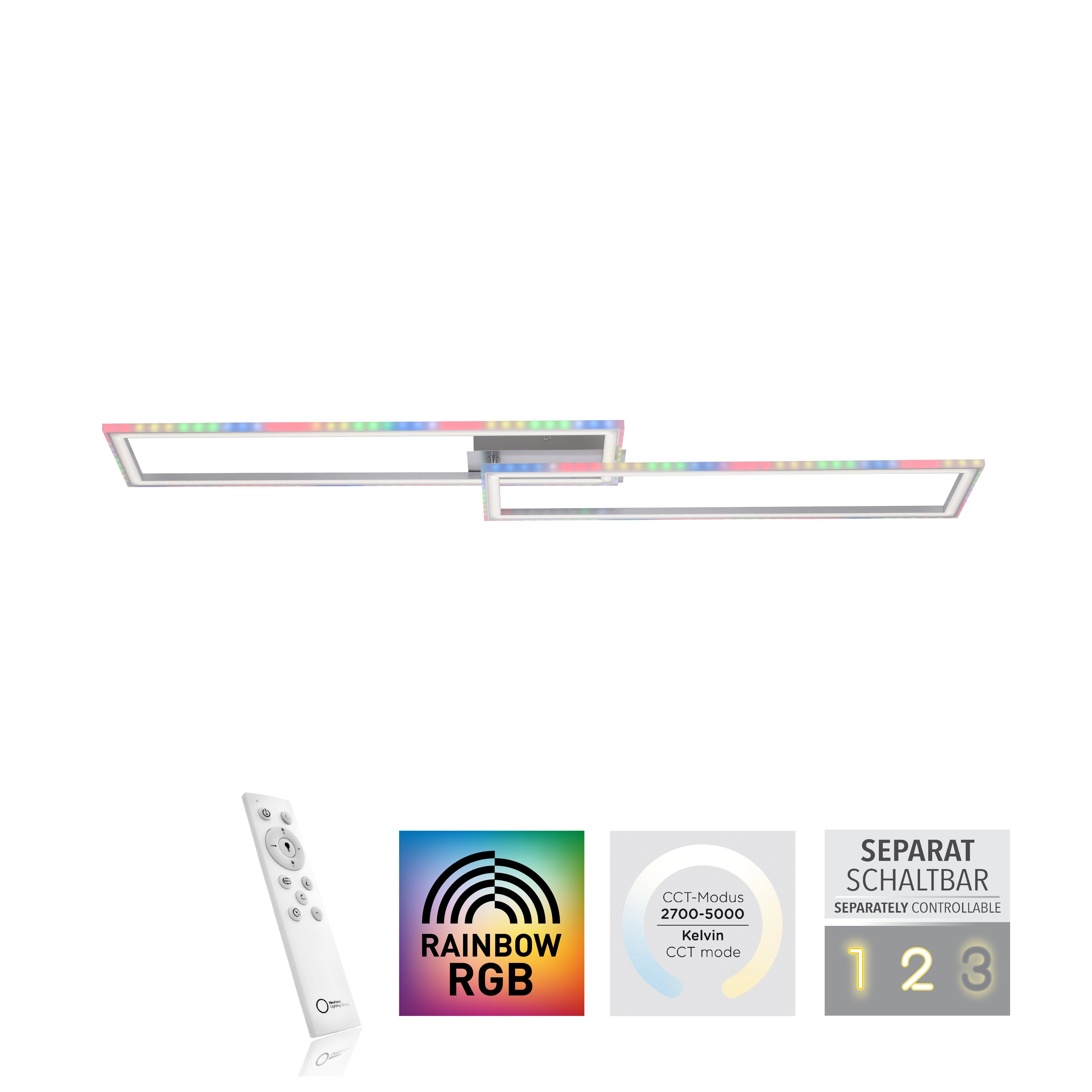Leuchten Direkt Deckenleuchte FELIX60, LED - Fernbedienung, CCT warmweiß dimmbar integriert, - RGB-Rainbow, inkl., Infrarot LED, über fest kaltweiß
