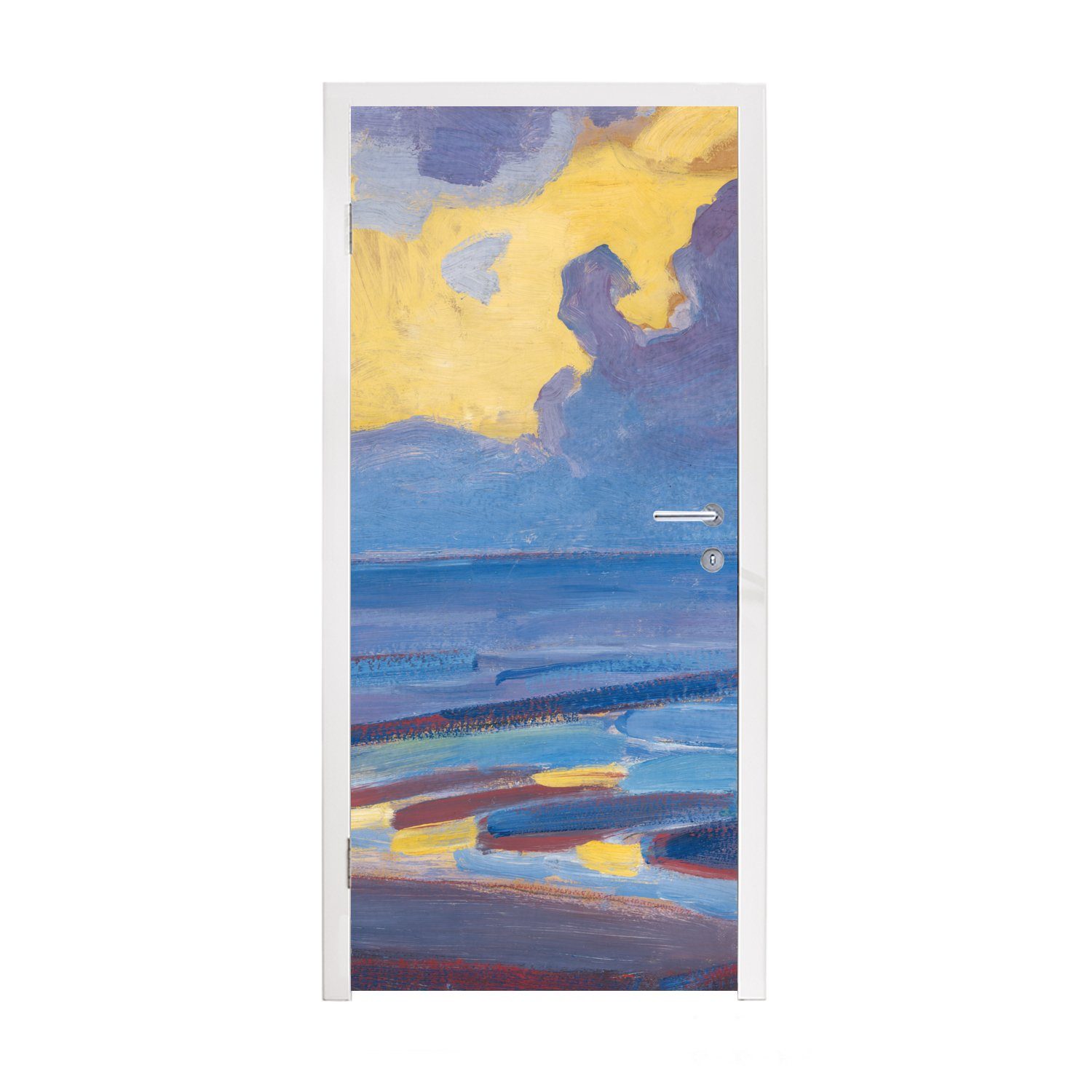 MuchoWow Türtapete Am Meer - Piet Mondrian, Matt, bedruckt, (1 St), Fototapete für Tür, Türaufkleber, 75x205 cm