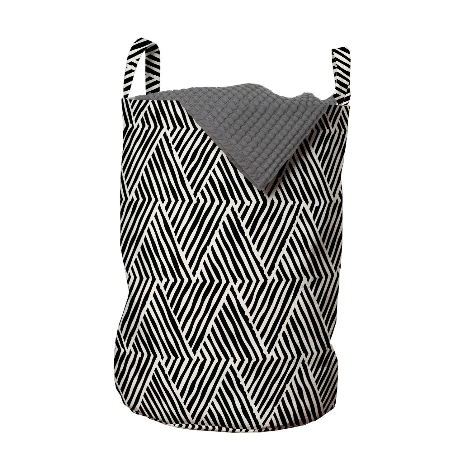 Abakuhaus Wäschesäckchen Wäschekorb mit Griffen Kordelzugverschluss für Waschsalons, Abstrakt Monotone Entwurf Triangles | Wäschesäcke