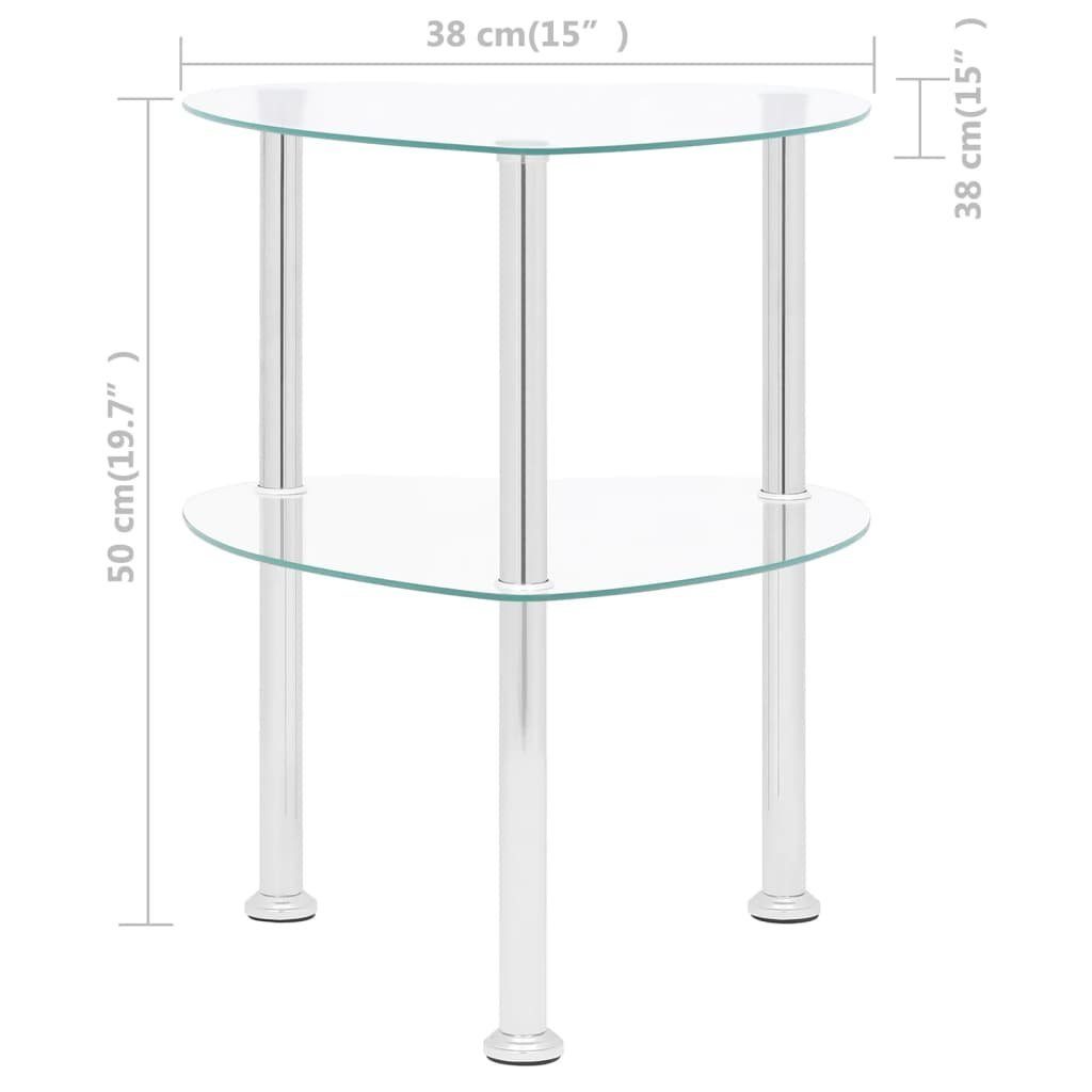 furnicato Beistelltisch mit 2 cm 38x38x50 Ablagen Hartglas (1-St) Transparent
