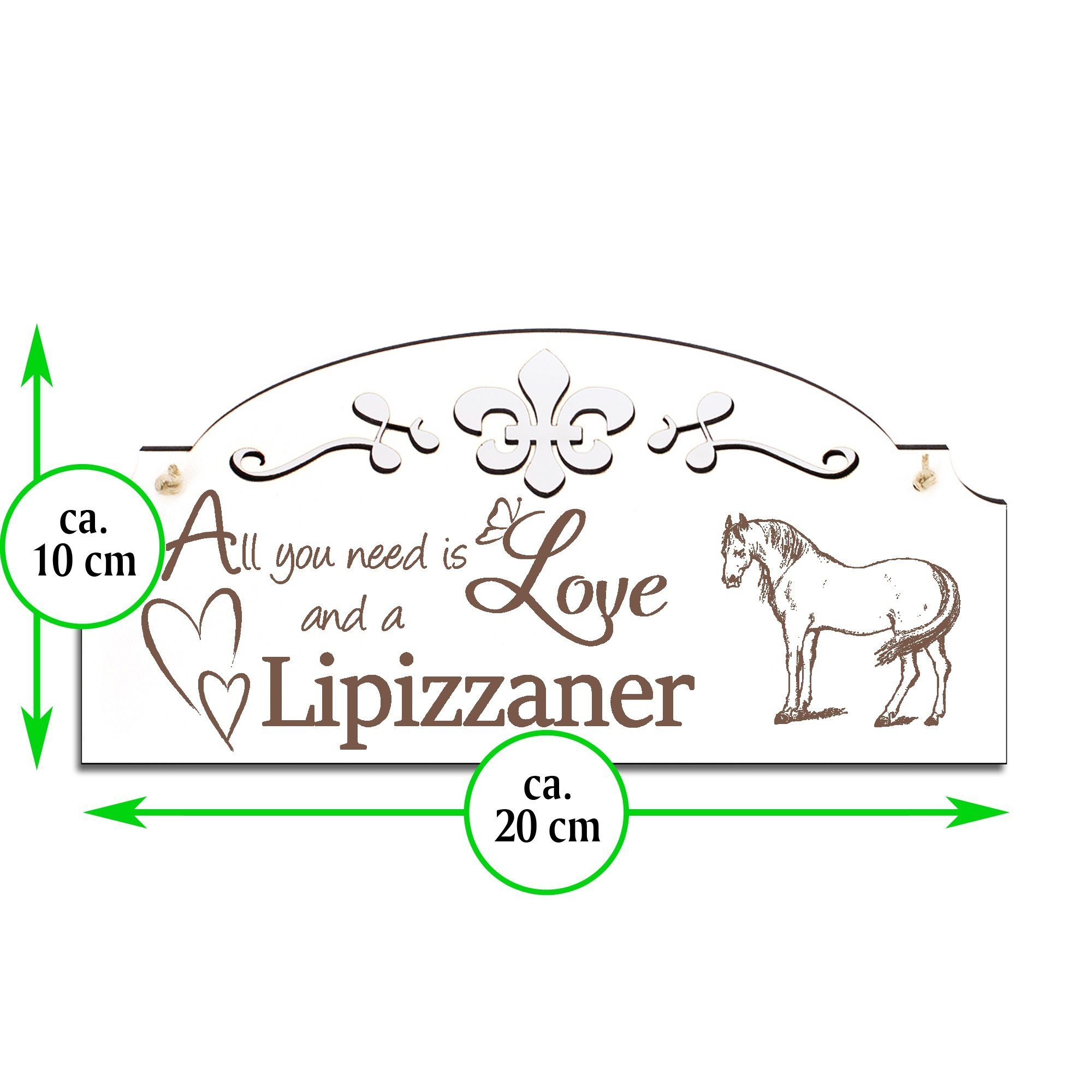 Dekolando Hängedekoration Lipizzaner Pferd Deko need All Love is 20x10cm you
