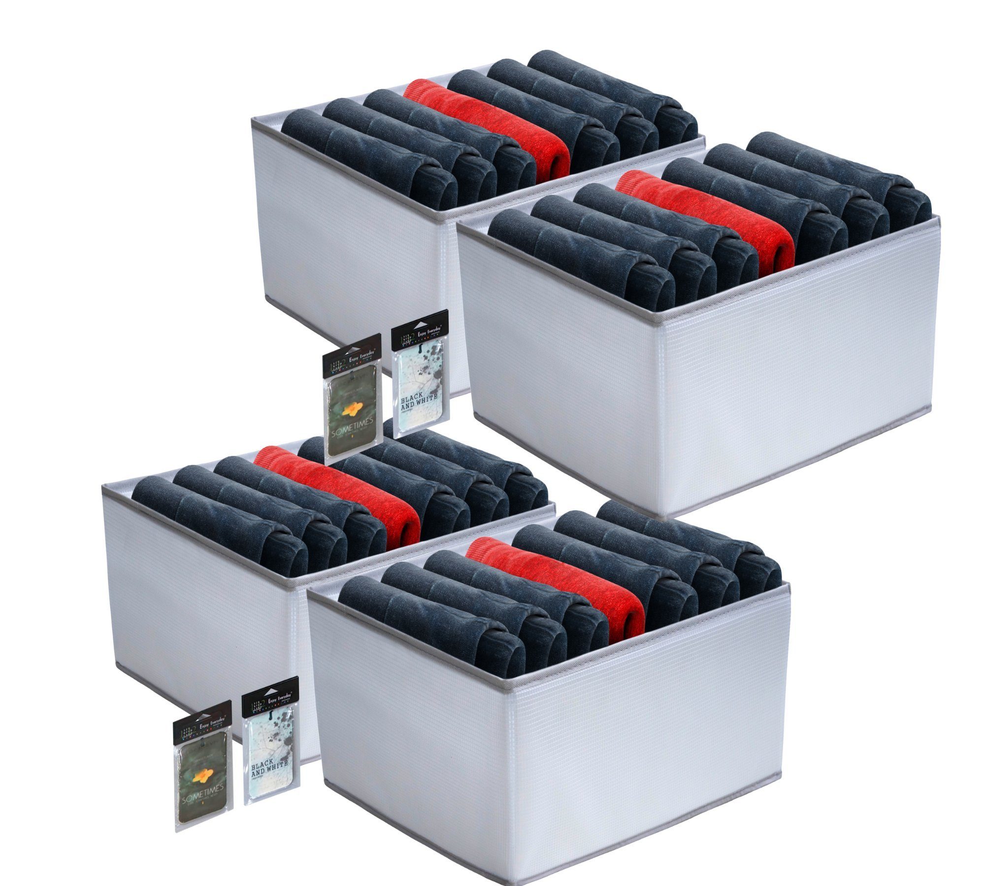 Hadoola Aufbewahrungsbox (4 St., Premium Mesh Aufbewahrungsbox Kleiderschrank im Doppelpack), Organizer Kleiderschrank Schubladen Ordnungssystem für Kleidung