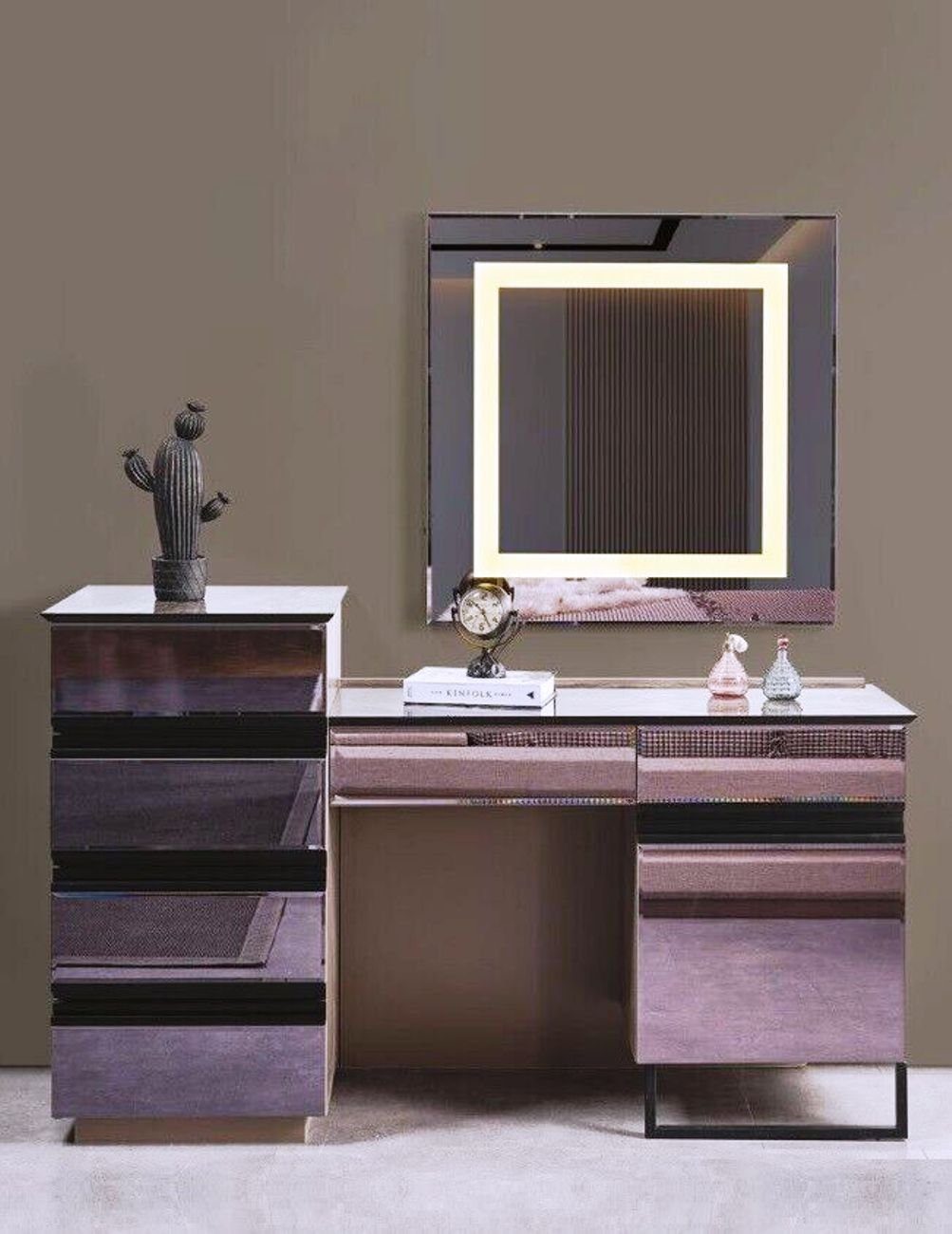 JVmoebel Schminktisch Luxus Schlafzimmer Set Schminktisch mit Spiegel modern Holzmöbel (2-St., 1x Schminktisch + 1x Spiegel), Made in Europa