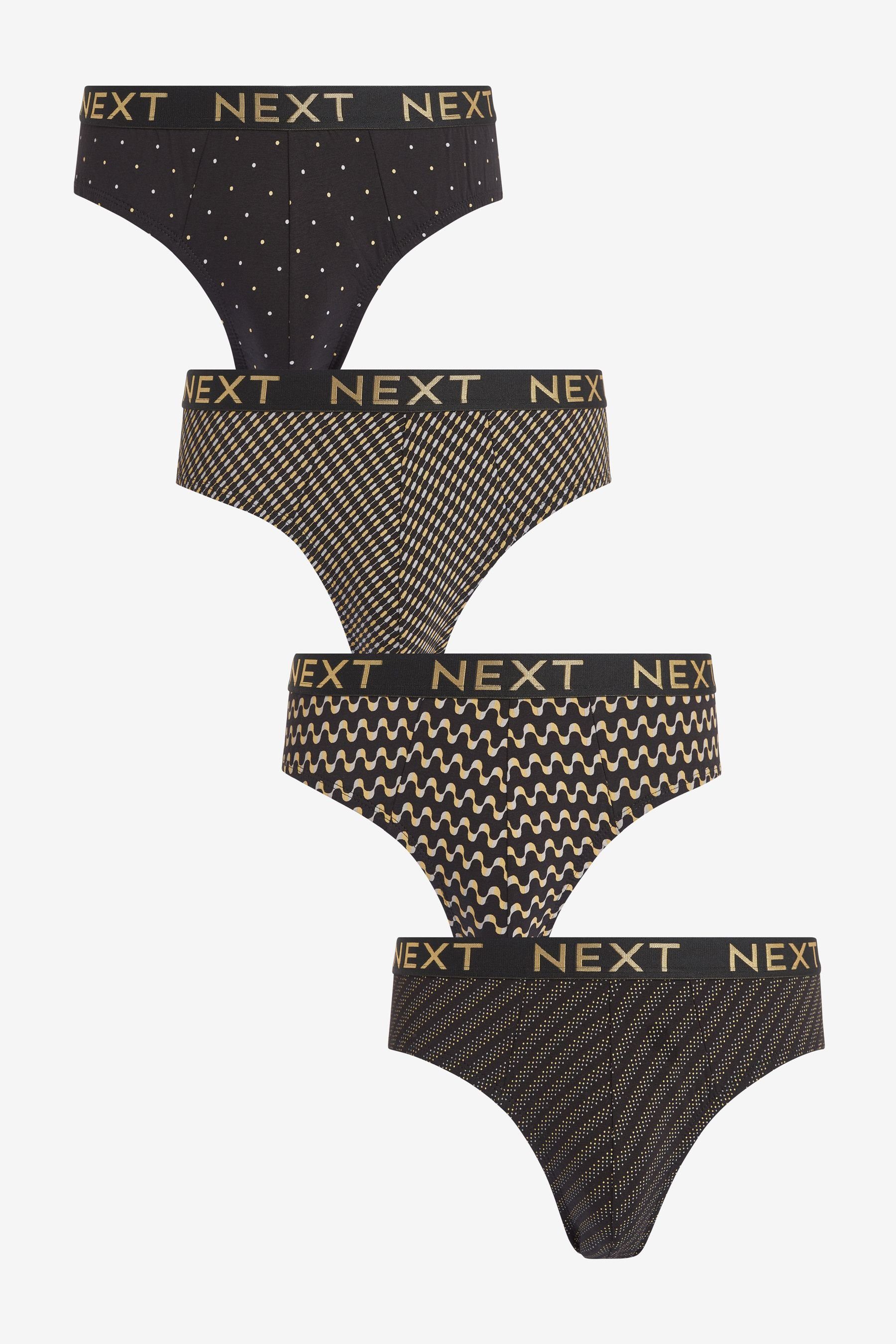 Next Slip Unterhosen im 4er-Pack (4-St) Black Gold Pattern
