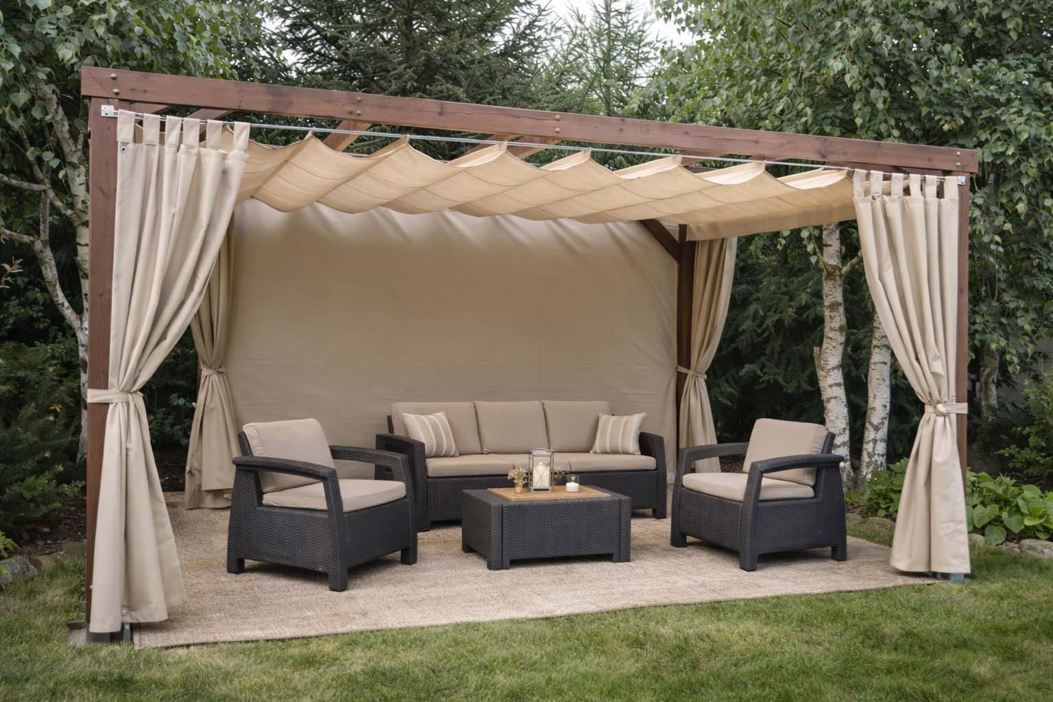 UNICOVR Outdoorgardine wetterfest, Outdoor Vorhang für Pergola, Garten & Terrasse draußen, wasserdicht, blickdicht & mit Schlaufen, hier als 140x250 cm Variante