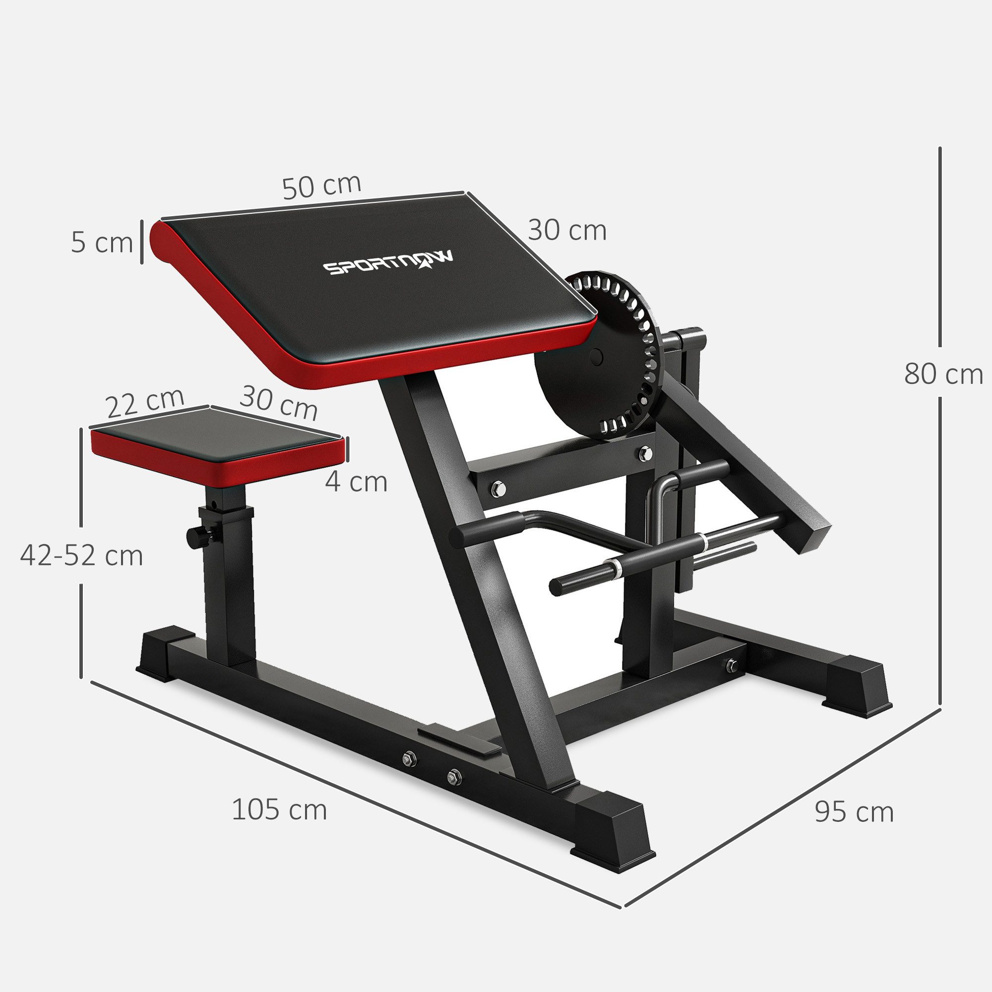 SPORTNOW Hantelbank 2-in-1 Bizeps-Trizeps-Curl-Maschine mit verstellbarem Sitz, (Bizeps, Trizeps Curl Maschine, 1-tlg., Fitnessgerät), Kunstleder, Schwarz