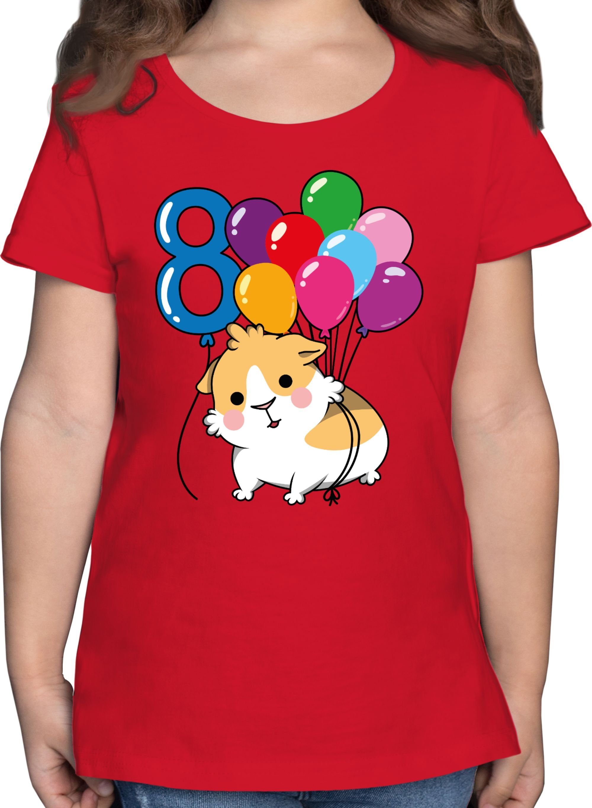 Shirtracer T-Shirt Meerschweinchen Acht - 8. Geburtstag - Mädchen Kinder T-Shirt sprüche tshirt 164 mädchen - meerschweinchen t-shirt kinder 3 Rot