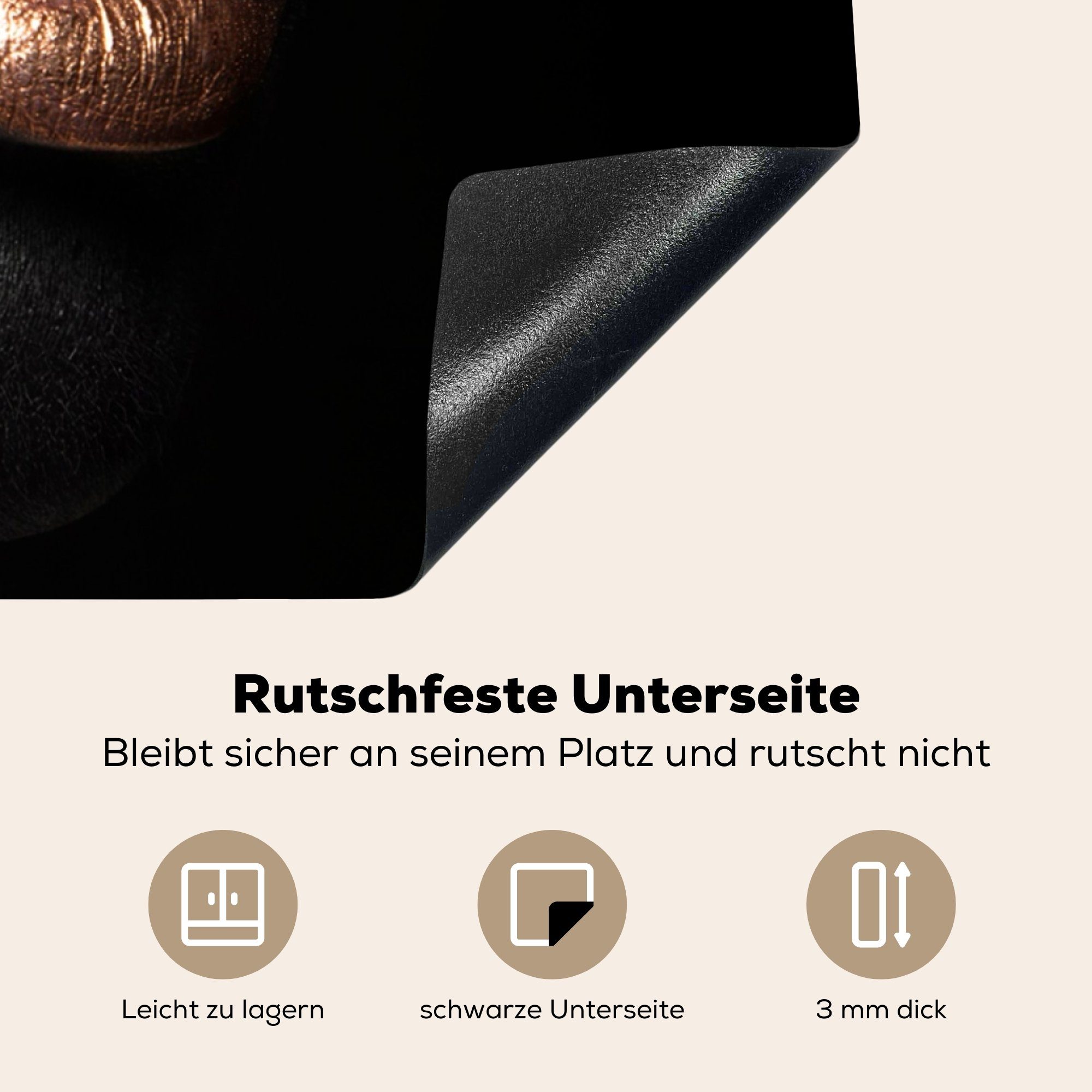 Vinyl, - cm, - Ceranfeldabdeckung, Arbeitsplatte (1 Weiblich Herdblende-/Abdeckplatte Kupfer, für Schwarz 78x78 MuchoWow küche tlg),