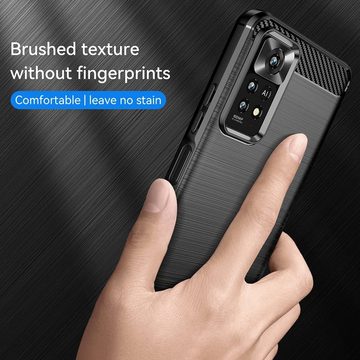 MSM Handyhülle Hülle für Xiaomi Redmi Note 11 Pro 5G Silikon Schutz Schwarz Carbon Optik Tasche Bumper Case