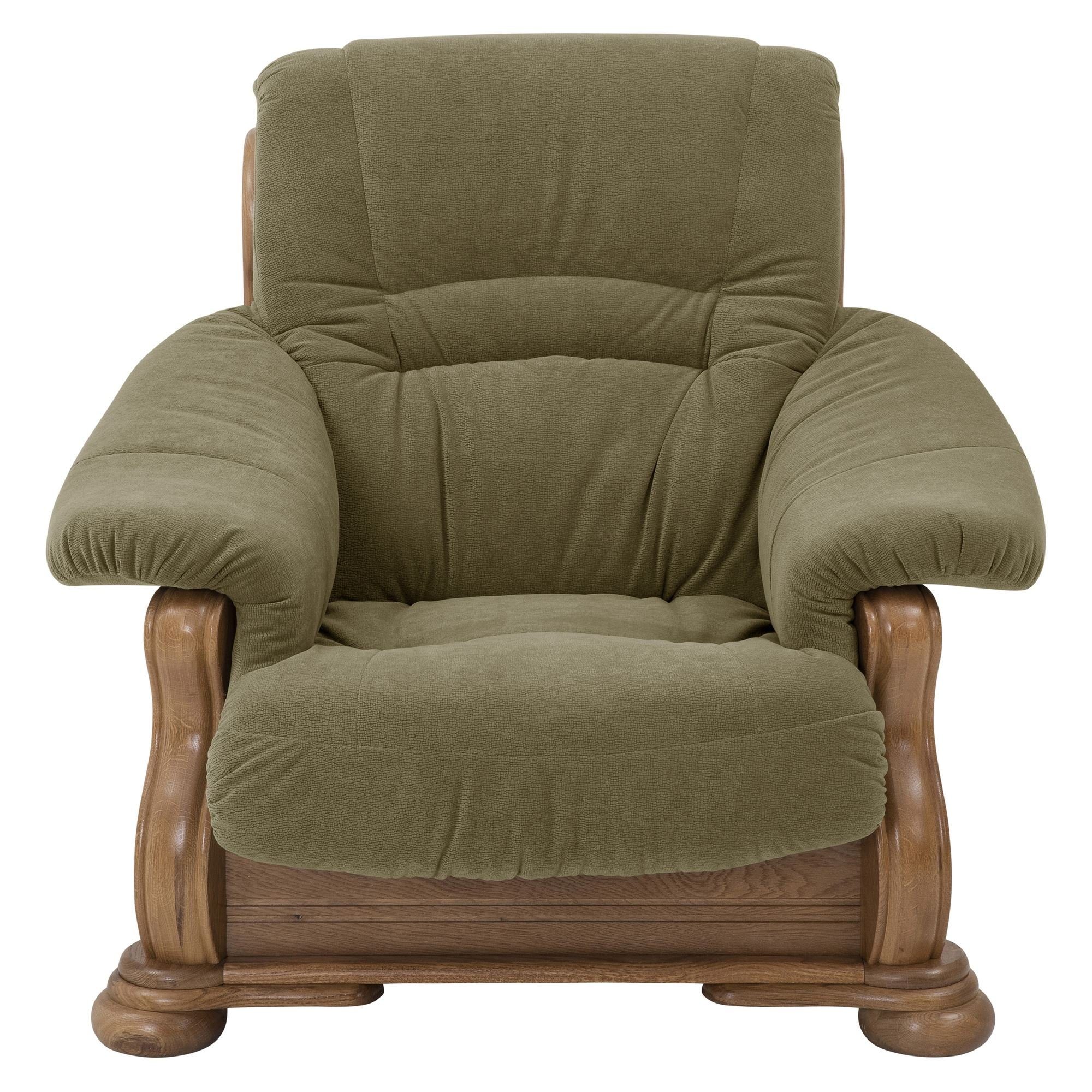 Eiche inkl. hochwertig Flockstoff / Katlin Sitz Sessel rustikal aufm 22759 Kostenlosem 58 Sessel verarbeitet,bequemer (Sparpreis P43 1-St), Versand, Kessel grün Bezug