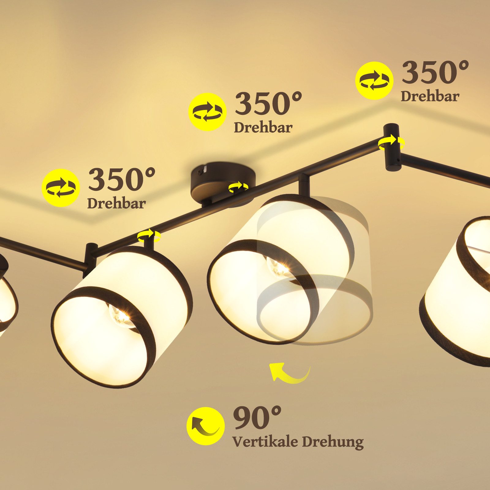 Nettlife Deckenstrahler 1/2//3/4/6 Flammig Schwarz Vintage E14 Deckenleucht günstig online kaufen