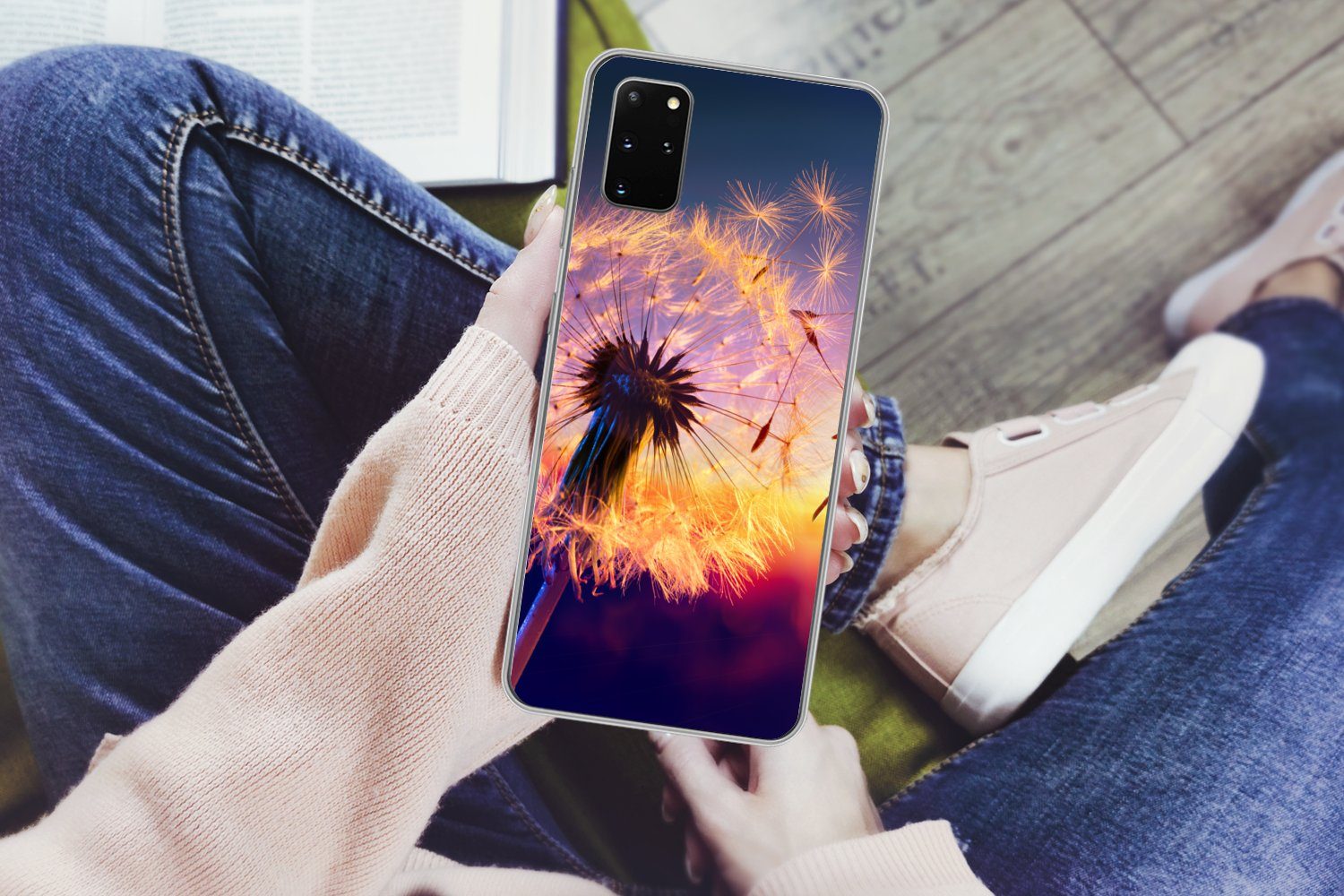MuchoWow Handyhülle für Samsung Galaxy S20 Plus Löwenzahn - Blumen - Sonnenuntergang - Hor, Phone Case, Silikon, Schutzhülle Dünn