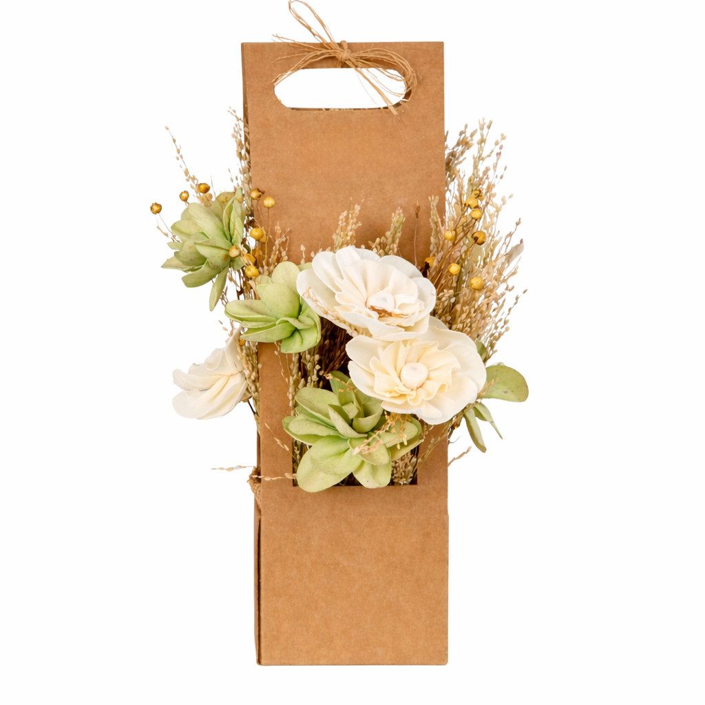 Trockenblume Blumengesteck Deko Blumen getrocknet in Geschenkverpackung, XiRRiX, Höhe 30.5 cm, Trockengesteck Rosendeko