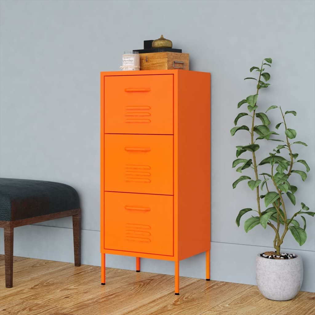 furnicato Sideboard Lagerschrank aus Stahl 42,5 x 35 x 101,5 cm in Orange (1 St)