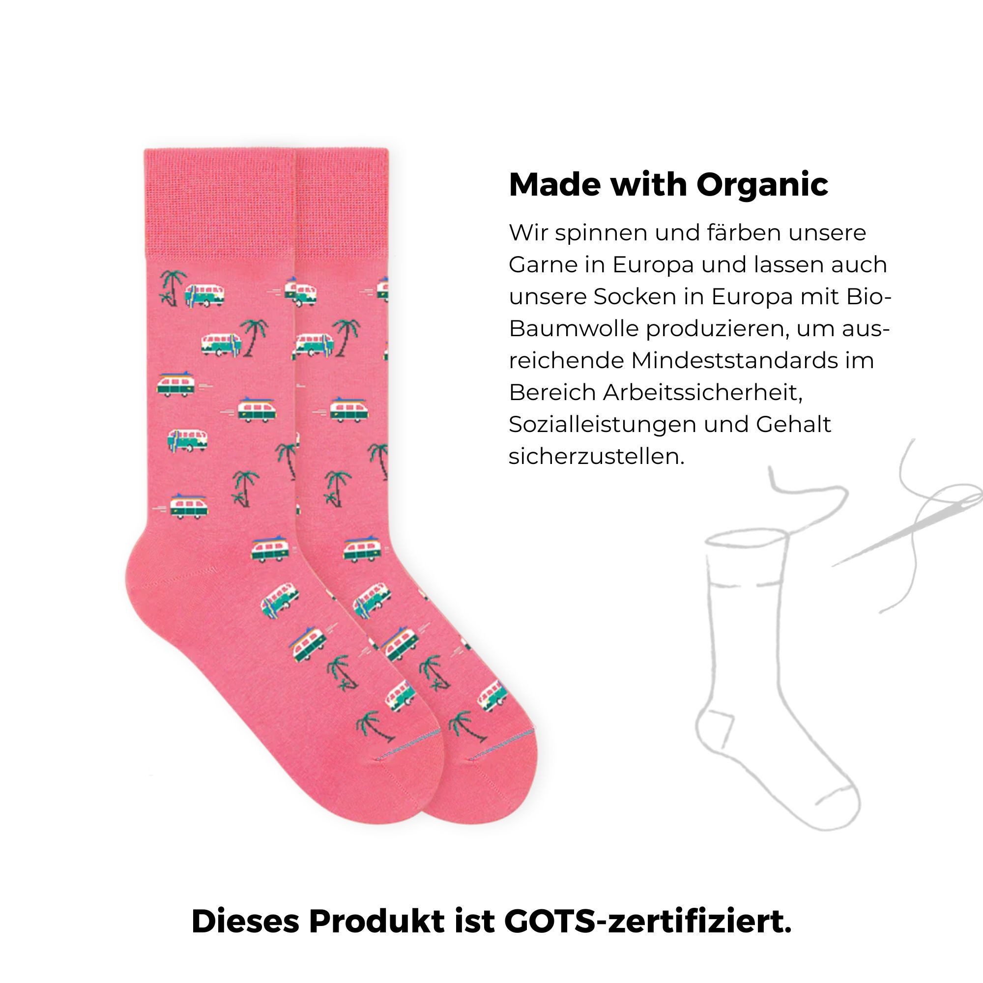 von Jungfeld Socken Ibiza Palmen Icon Baumwoll-Mischung 35-46 Unisex (1-Paar, 1 Paar) Motivsocken aus Bio-Baumwolle