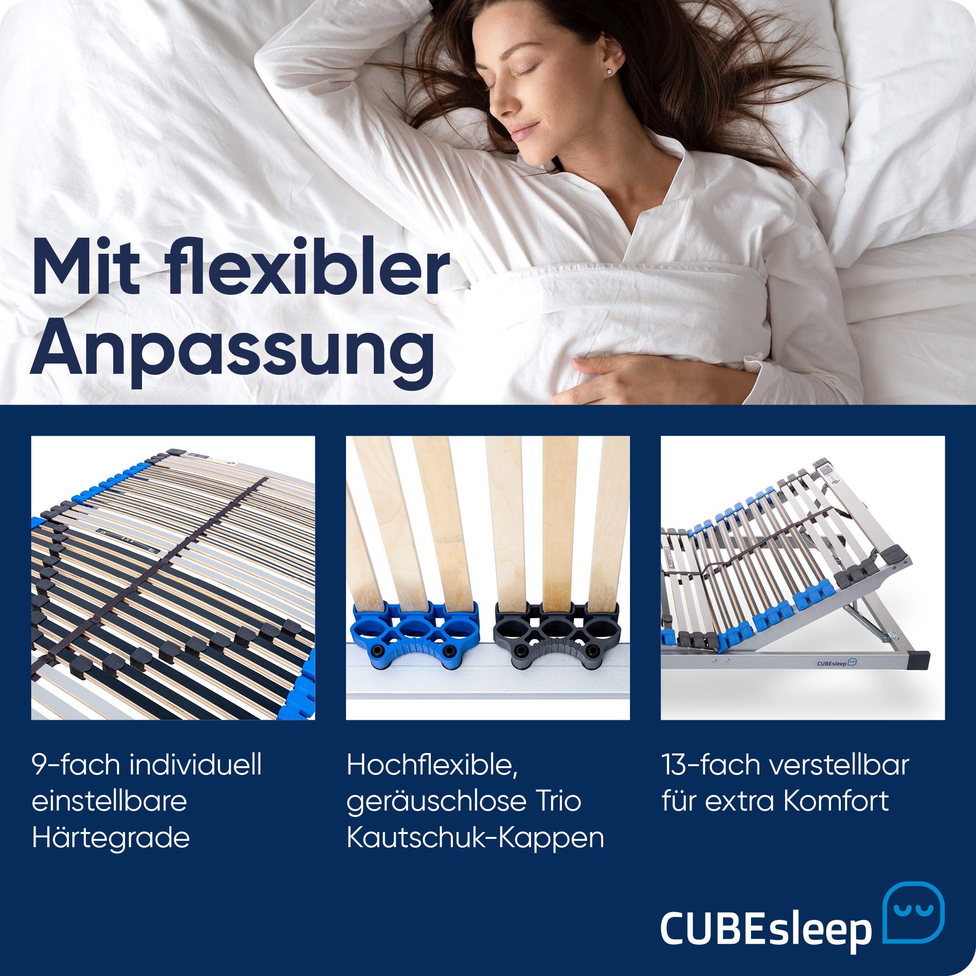 Lattenrost Pure KF, CUBEsleep, Kopfteil verstellbar, Fußteil verstellbar, fertig montiert, 10 Jahre Garantie, zertifizierte Qualität