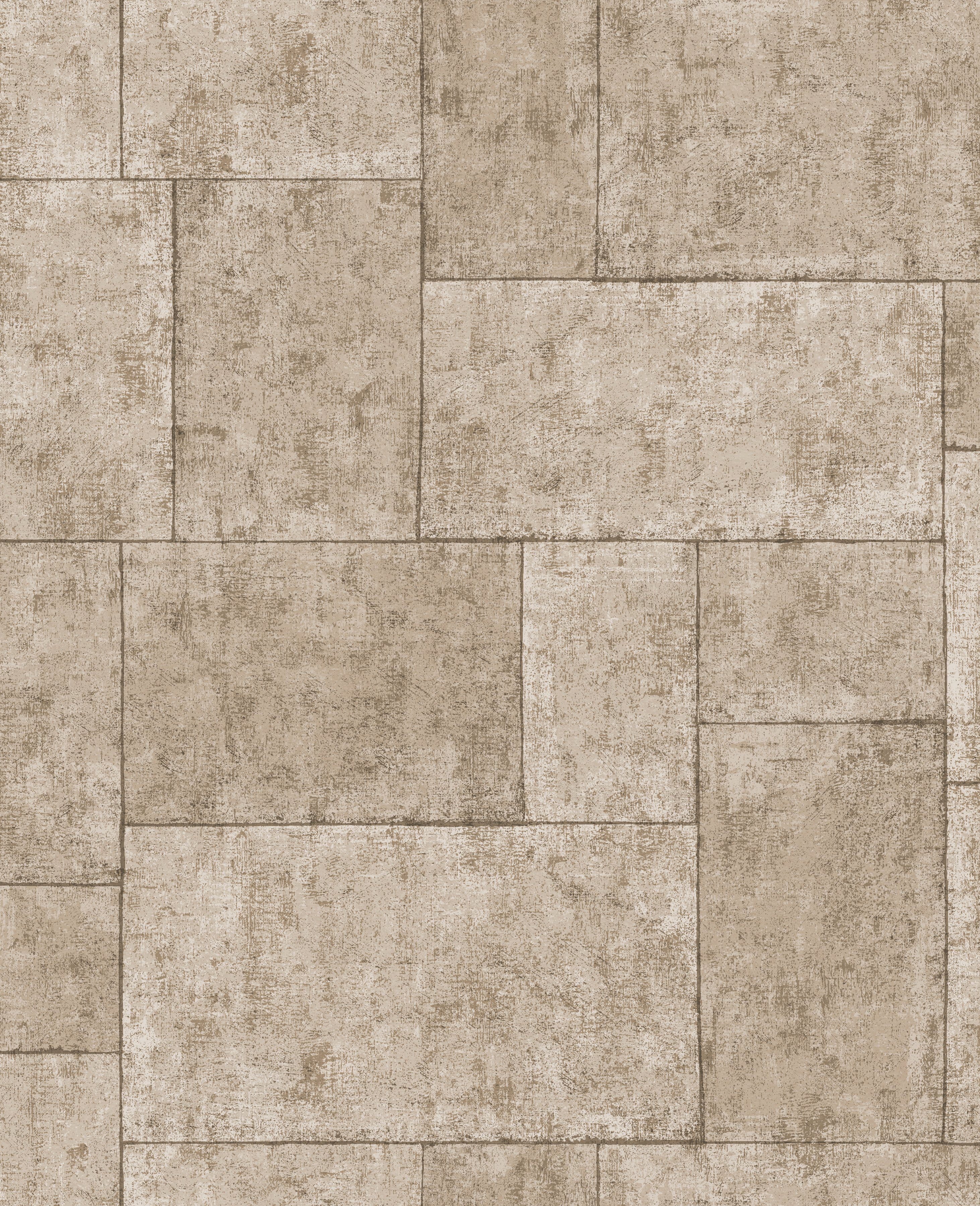 Boutique Vliestapete Fliesen, geprägt, kariert, (1 St), Beige - 10m x 52 cm