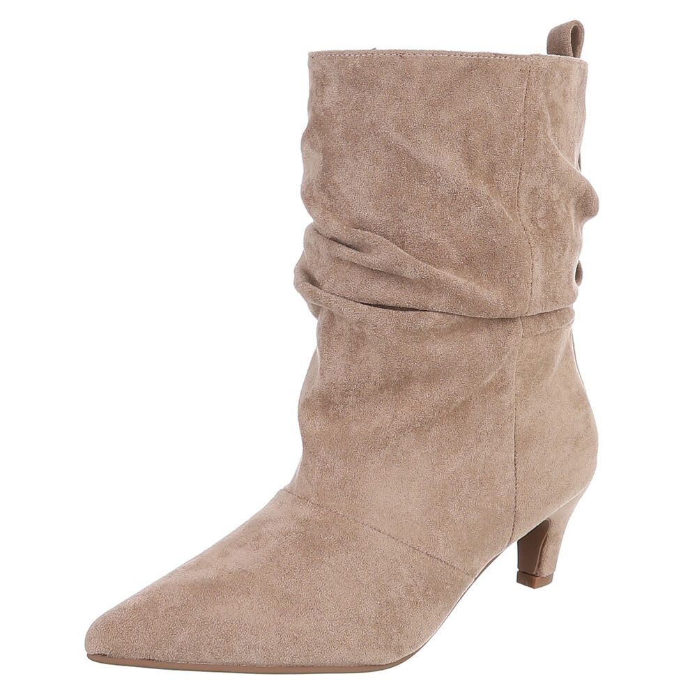Ital-Design Damen Stiefelette mit Absatz und gerafftem Schaft Stiefel (92392243) Pfennig-/Stilettoabsatz Stiefel in Hellbraun