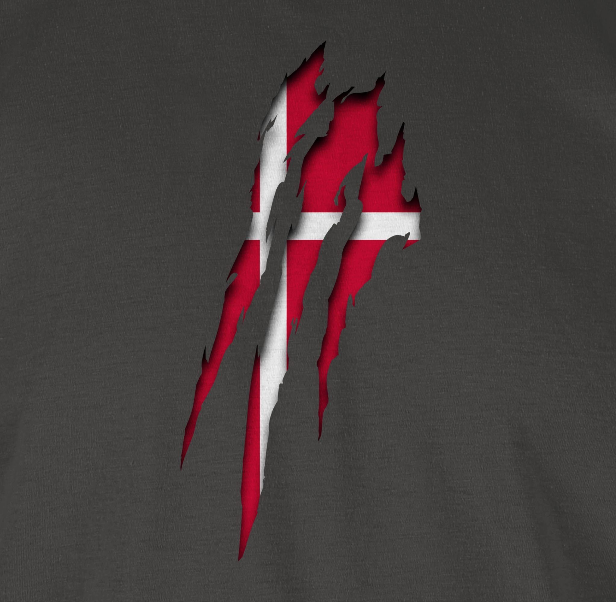 T-Shirt Dänemark Krallenspuren 2024 2 EM Fussball Shirtracer Dunkelgrau