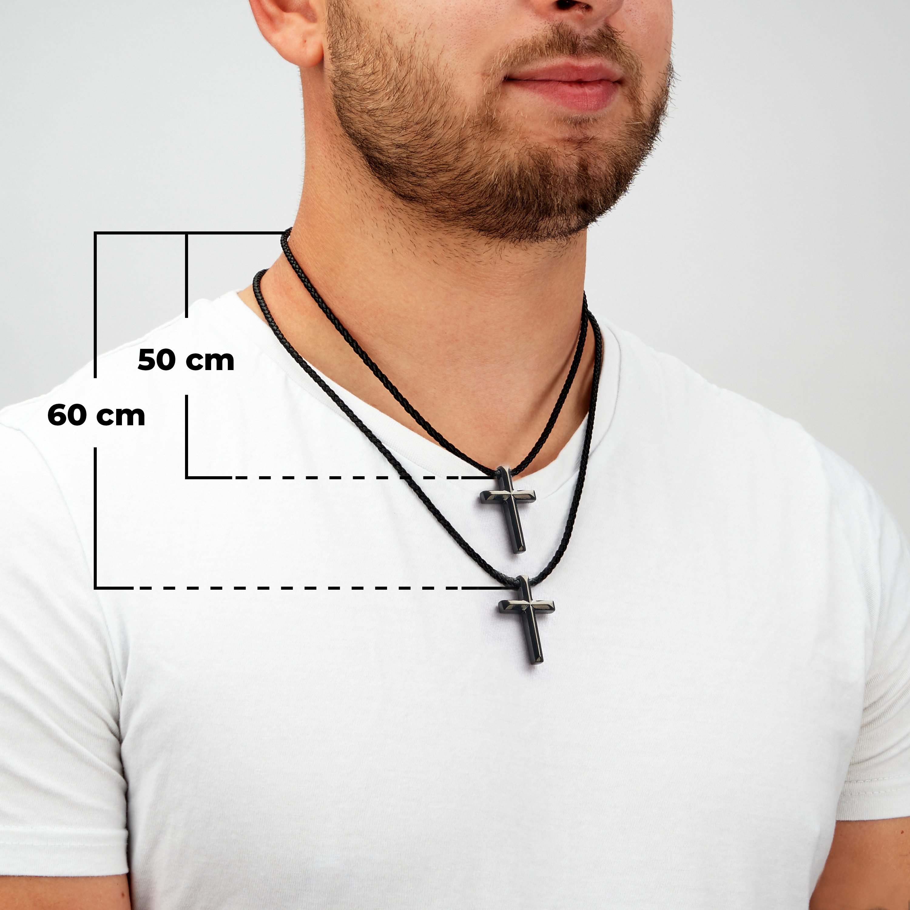 SERASAR Lederband Lederhalskette mit Edelstahlanhänger "Cross" (1-tlg), aus Echtleder – Bild 4 von 5