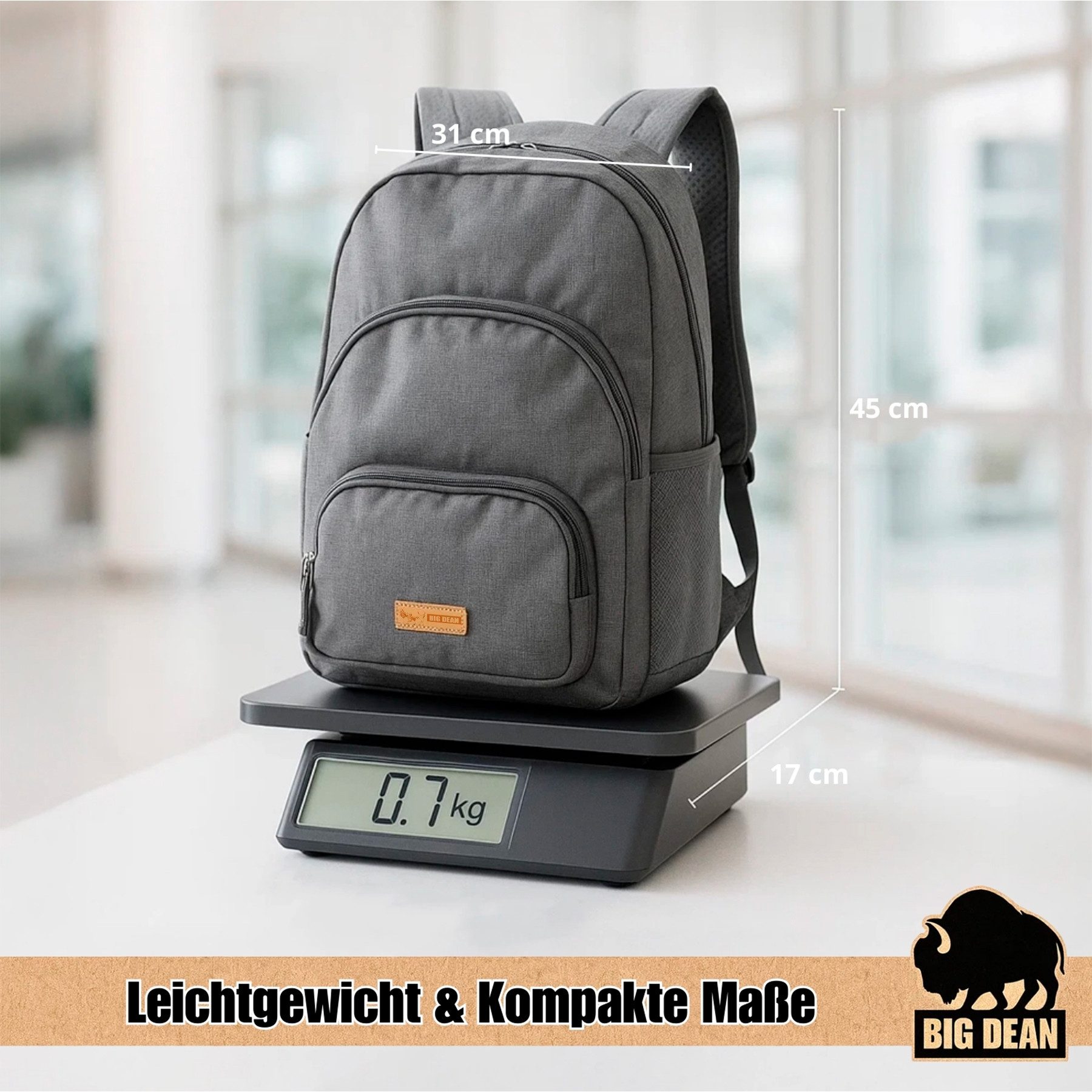 BigDean Laptoprucksack Rucksack bis 15,6 Zoll 45cm ca. 22L Handgepäck Rucksack Backpack (Packung, 1-tlg., Rucksack), Komfort, Schutz, Funktional, Reiserucksack