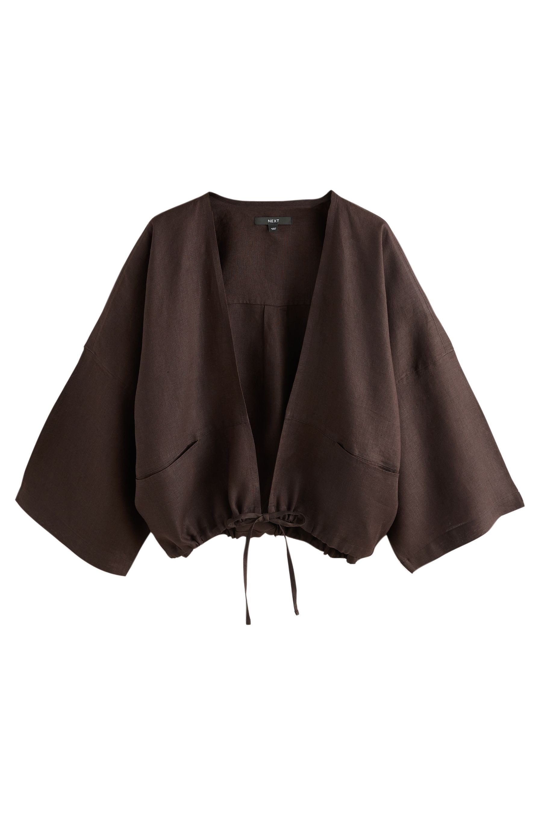 Next Shirtjacke Bomberjacke aus Leinen mit Bindedetail vorne (1-tlg)