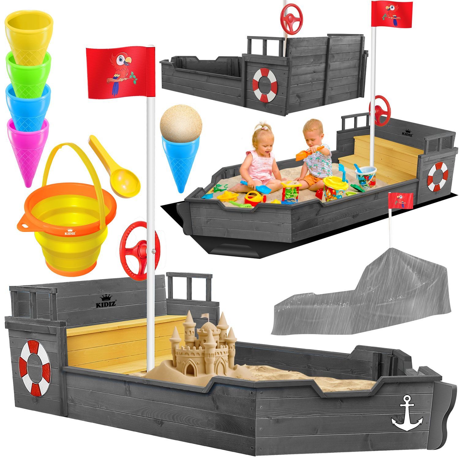 KIDIZ Sandkasten, Sandkasten Ahoi Piratenschiff Boot günstig online kaufen