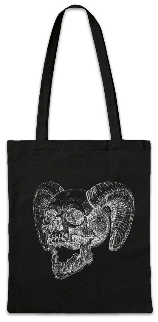Beuteltasche Horned Skull Stofftasche Teufel Lucifer Satan Schädel Devil Satanismus