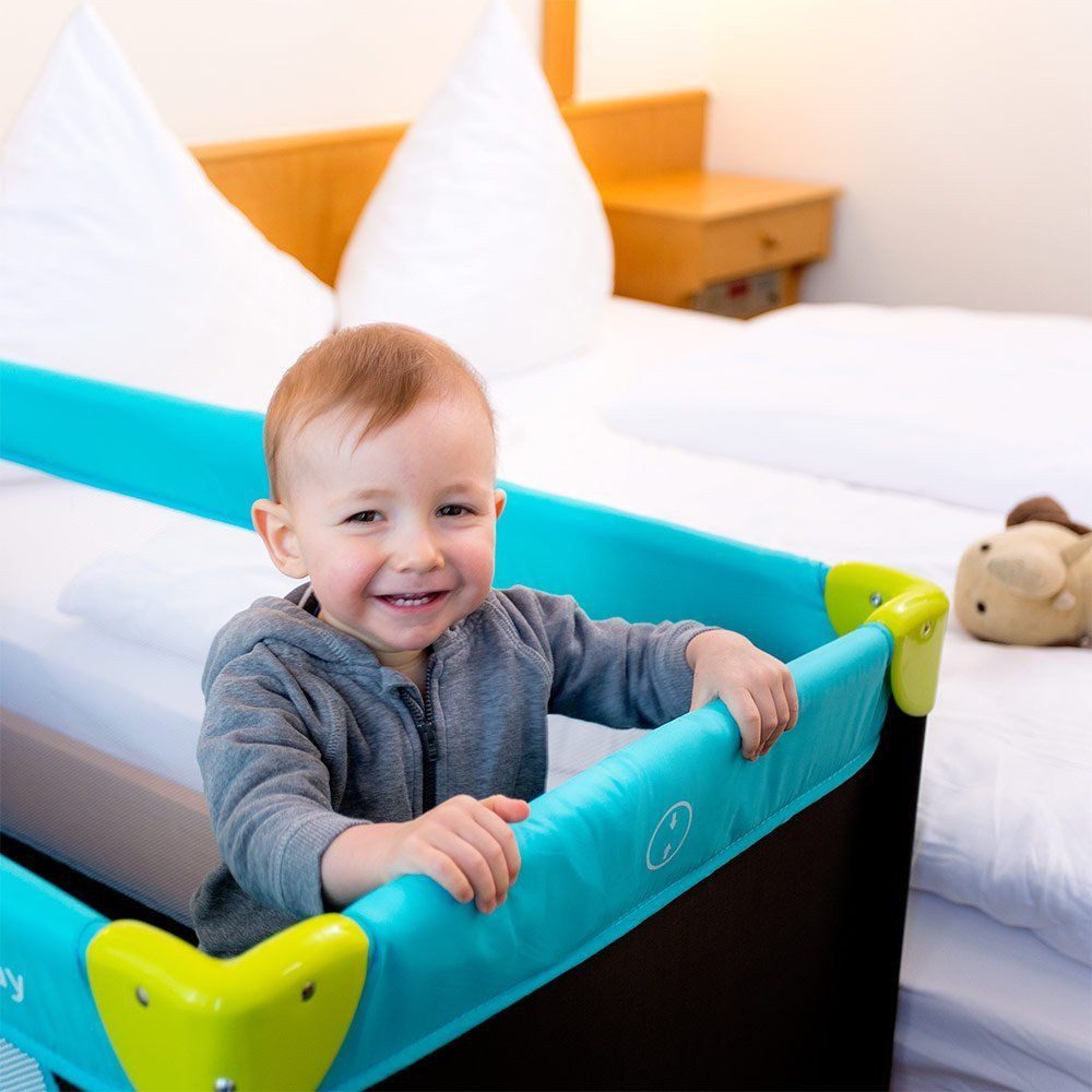 Hauck Baby-Reisebett Dream'n Play - Waterblue, Baby Kinder Reisebett 120 x 60 cm bis 15 kg faltbar mit Tasche
