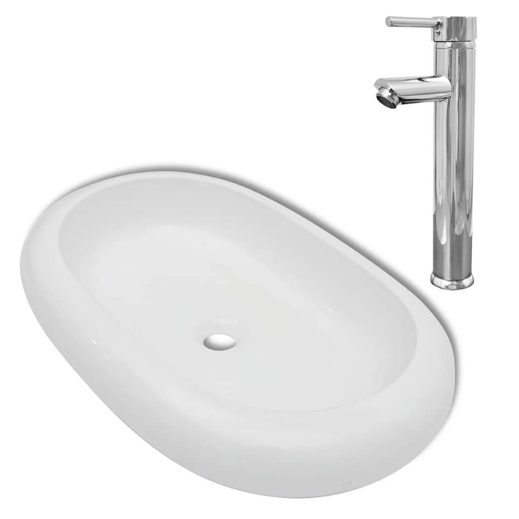 vidaXL Waschbecken 630 x 420 x 120 mm Waschbecken Badezimmer Aufsatzwaschbecken Bad mit M