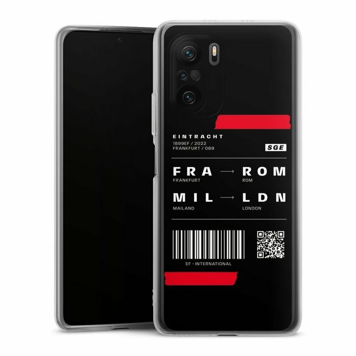 DeinDesign Handyhülle Fanartikel Flugticket Eintracht Frankfurt Xiaomi Poco F3 Silikon Hülle Bumper Case Handy Schutzhülle