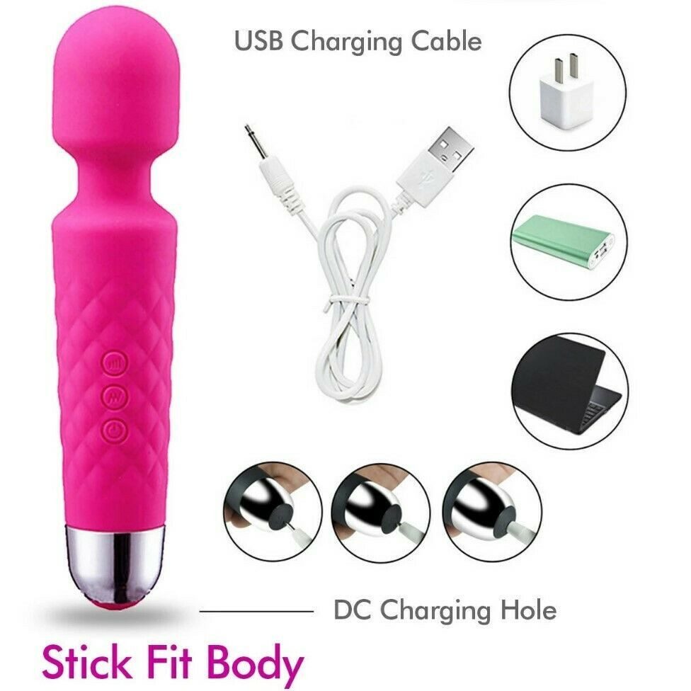 Fyrove Beruhigungs- und Entspannungsgerät Massagestab mit 20 Geschwindigkeiten, 8 Vibrationsstufen, USB, Rosa, Packung, 1x Massagegerät, 1x …