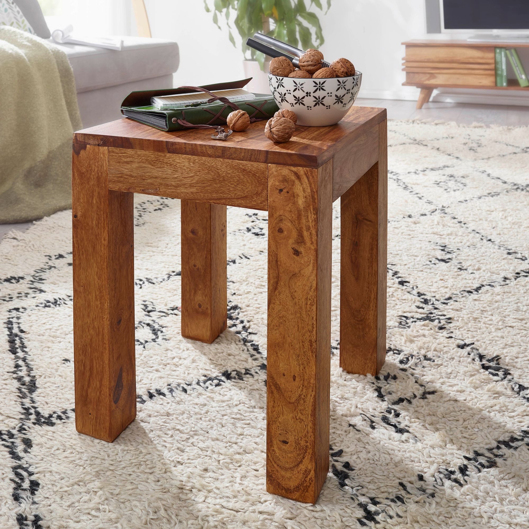 FINEBUY Beistelltisch SuVa2546_1 (MUMBAI Massivholz 35 günstig online kaufen