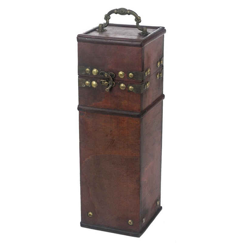 HMF Geschenkbox Weinbox, Vintage Deko Geschenk aus Holz für Weinflasche, Hochformat, Frankreich