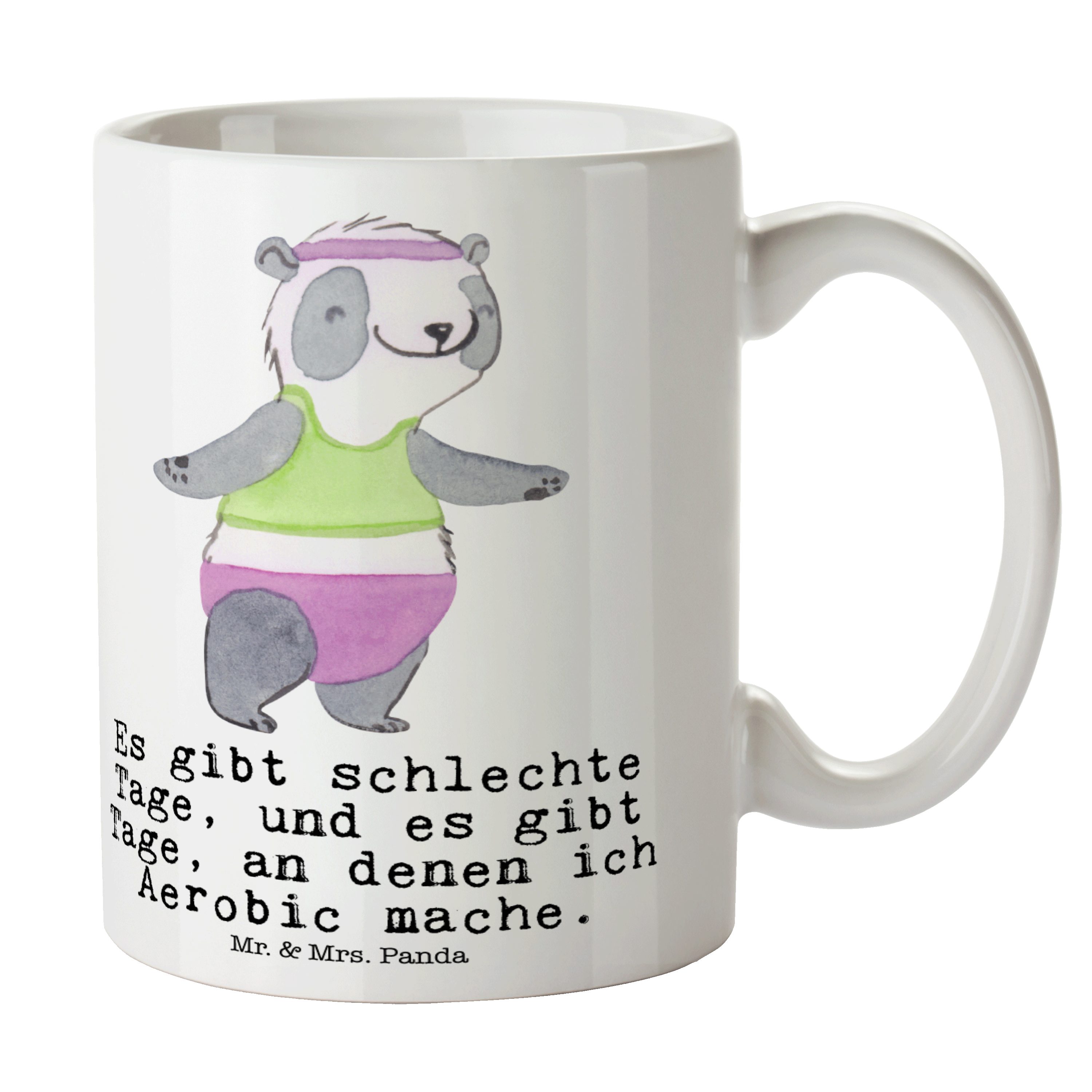 Mr. & Mrs. Panda Tasse Panda Aerobic Tage - Weiß - Geschenk, Kaffeetasse, Kaffeebecher, Aero, Keramik