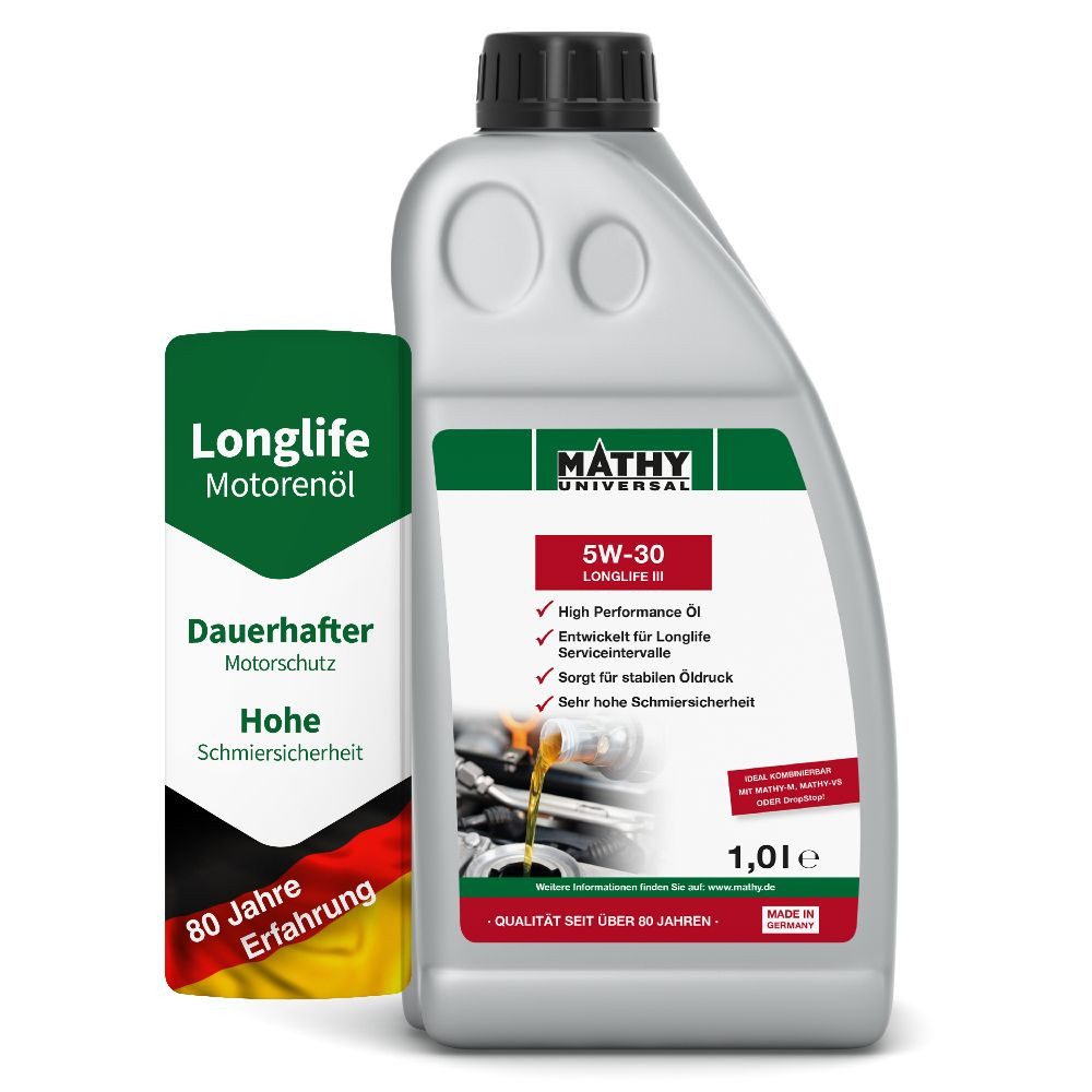 MATHY Motoröl MATHY SAE 5W-30 Longlife III 1,0 l, Synthetisches HC-Motoröl