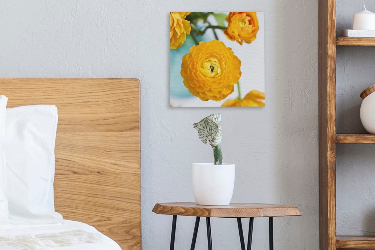 OneMillionCanvasses® Leinwandbild Wohnzimmer Blumen St), Schlafzimmer Bilder für - Draußen Orange, (1 bunt Leinwand 