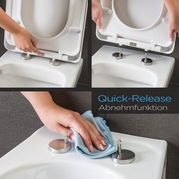 blumfeldt WC-Sitz Senzano Toilettendeckel, Absenkautomatik, antibakterielle Oberfläche, Quick-Release-Funktion