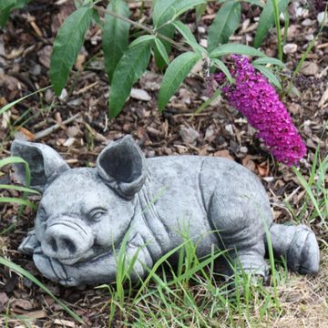 440s Gartenfigur 440s Schwein Glücks-Sau Antiksteinguss L ca. 37 cm, (Stück)