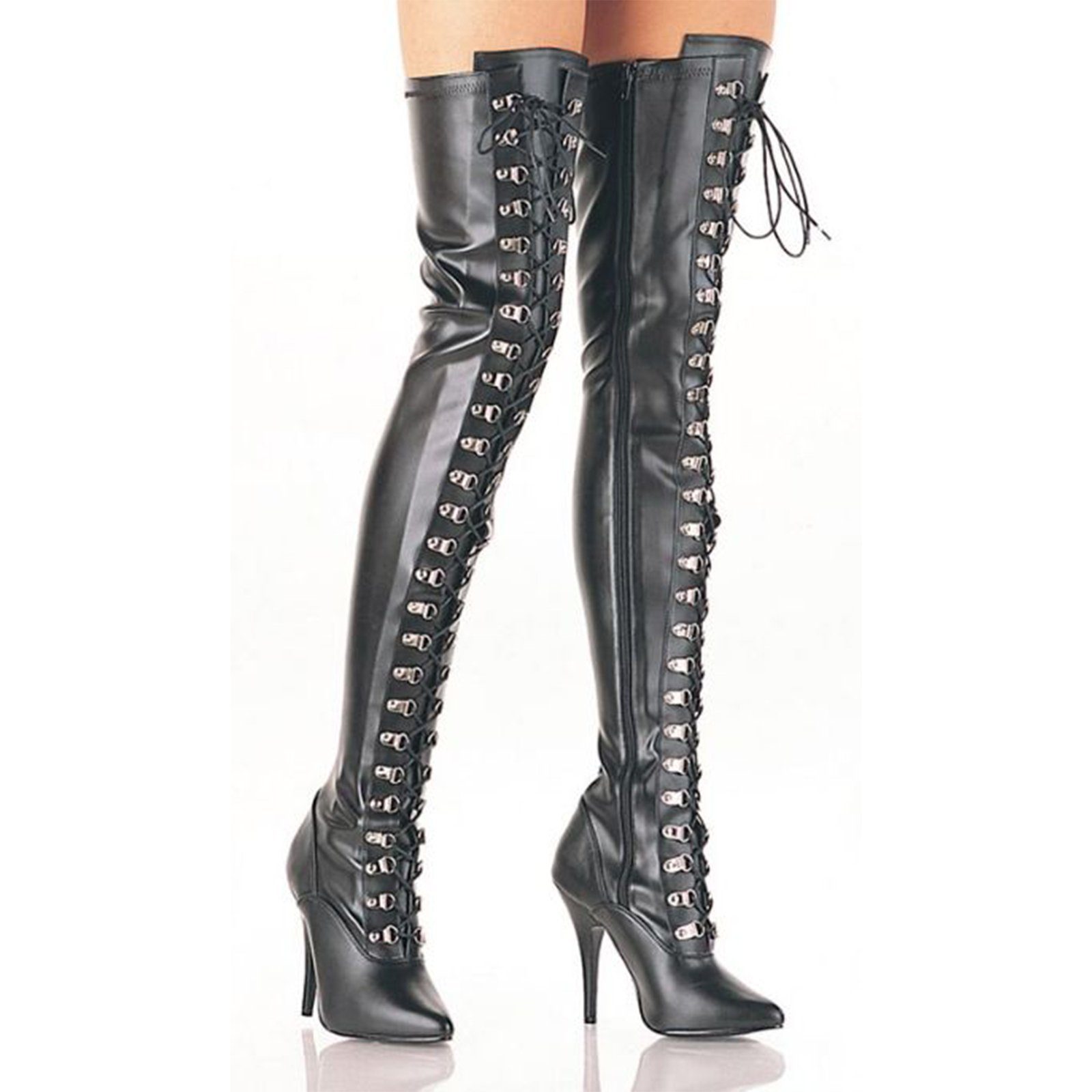 Pleaser Pleaser Seduce 3024 Schwarz Overkneestiefel Overkneestiefel Vegan