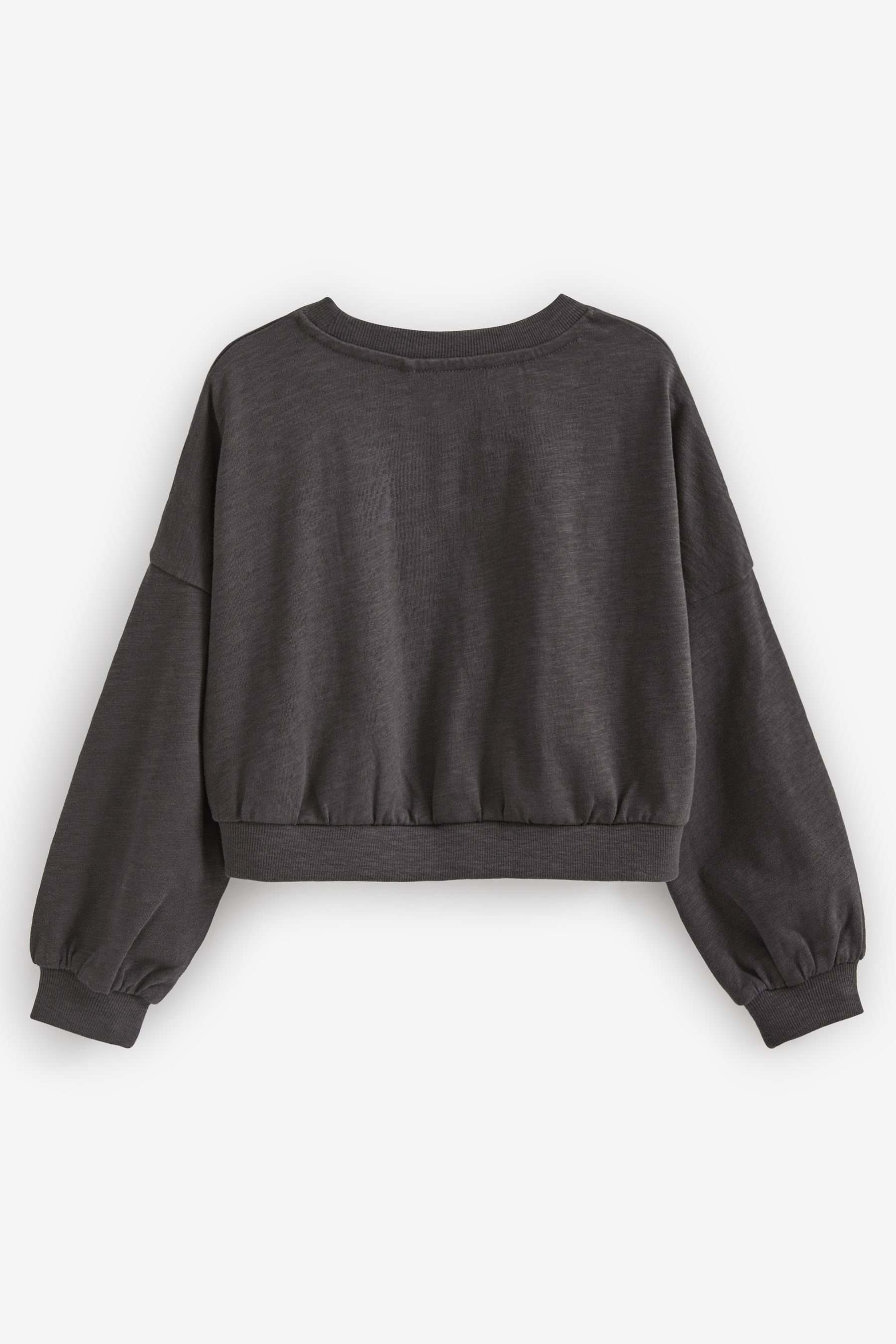 Bündchen mit Grey (1-tlg) Kastiges, langärmeliges Next Sweatshirt Charcoal Langarmshirt