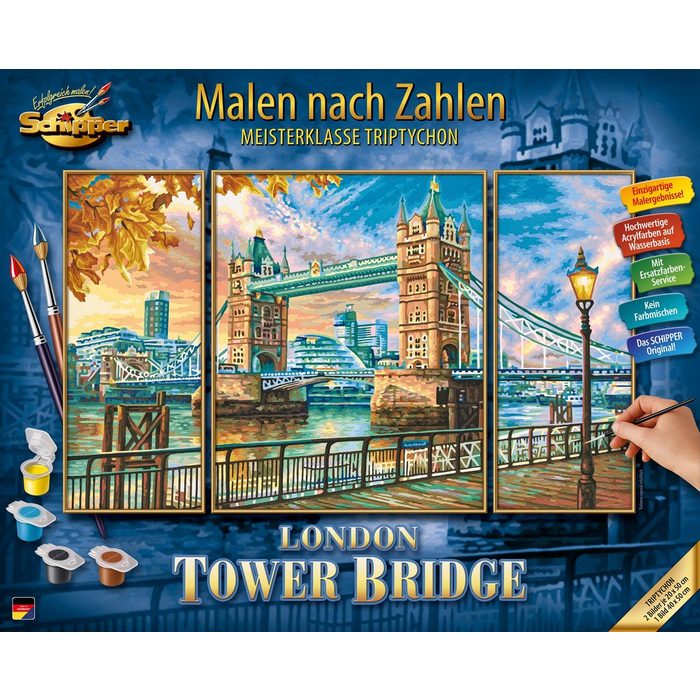 Schipper Malen nach Zahlen Meisterklasse Triptychon - London - Tower Bridge Made in Germany