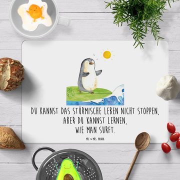 Platzset, Pinguin Surfer - Weiß - Geschenk, Platzset, surfen, Hawaii, Wellen re, Mr. & Mrs. Panda, (1-St), Lebensmittelecht, BPA-frei