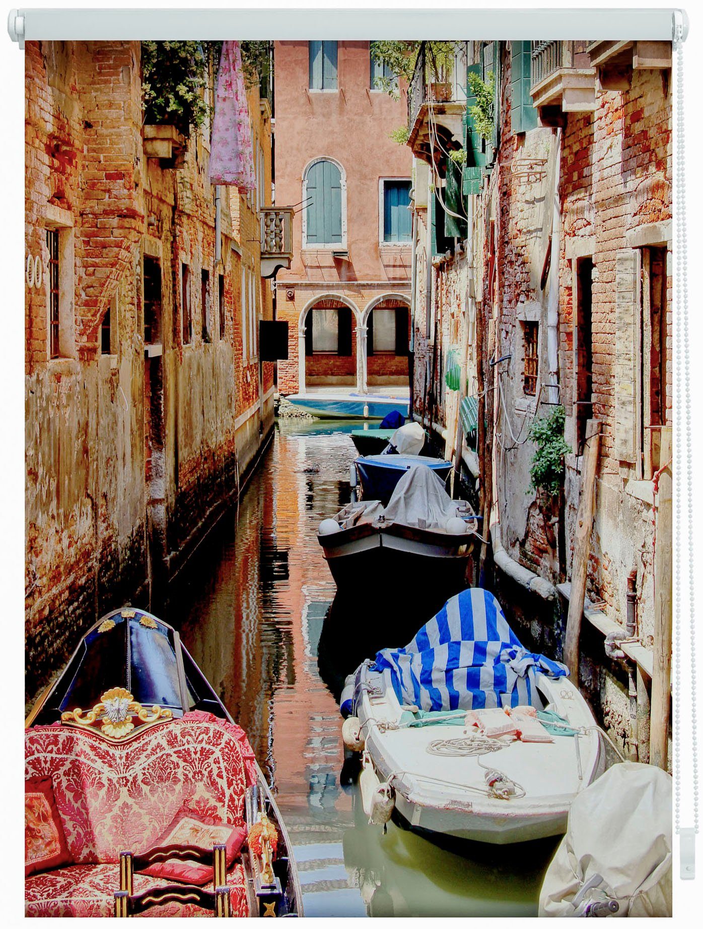 Seitenzugrollo Klemmfix Motiv Venedig Gondola, ORIGINAL, Bohren, Lichtschutz, ohne LICHTBLICK freihängend, Klemmfix, bedruckt