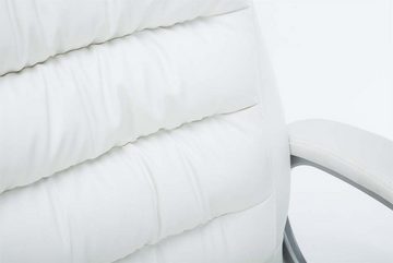 TPFLiving Bürostuhl Vancom mit bequemer Rückenlehne - höhenverstellbar und 360° drehbar (Schreibtischstuhl, Drehstuhl, Chefsessel, Bürostuhl XXL), Gestell: Metall chrom - Sitz: Kunstleder weiß