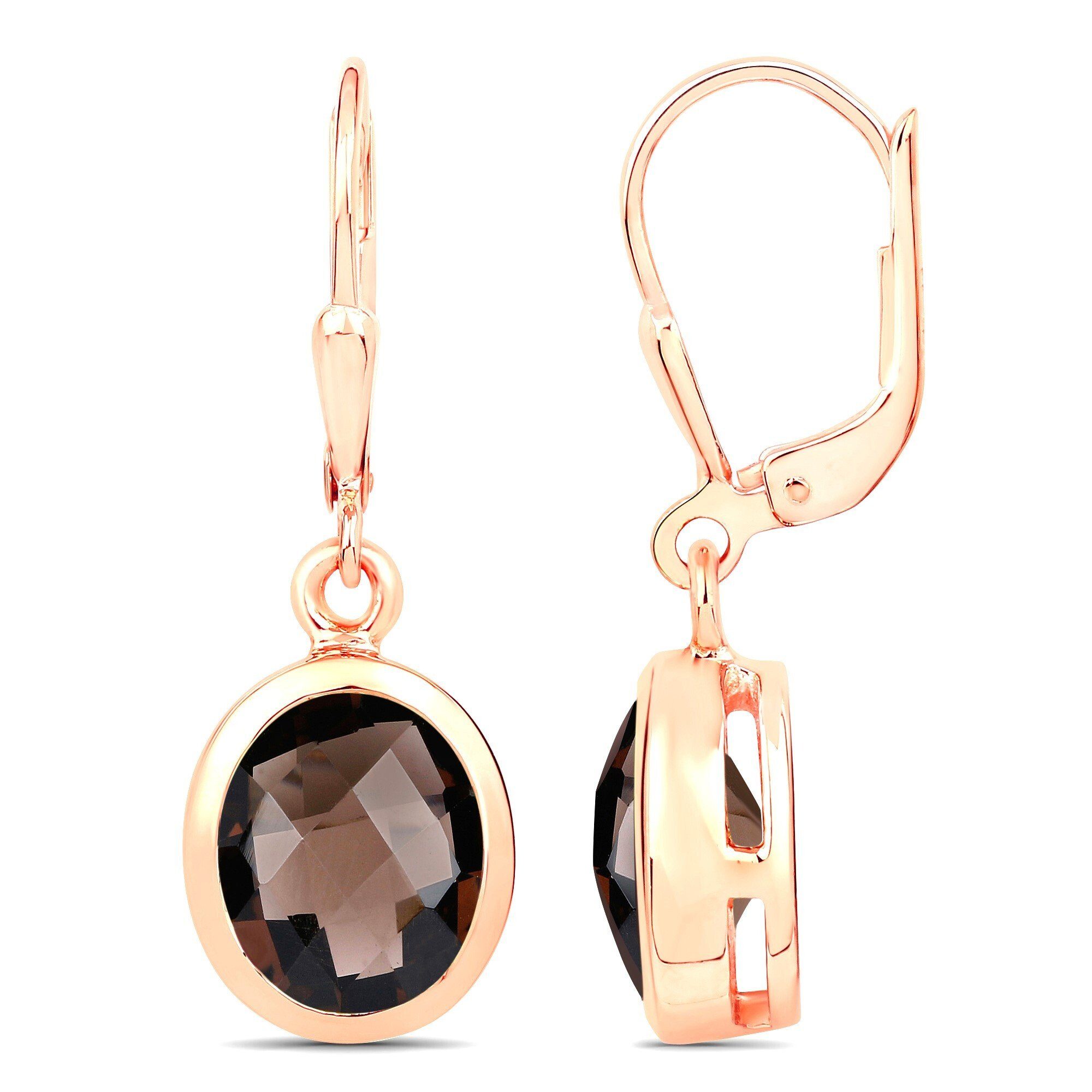 Vira Jewels Paar Ohrhänger 925 Silber rot vergoldet Glanz Rauchquarz dunkel günstig online kaufen