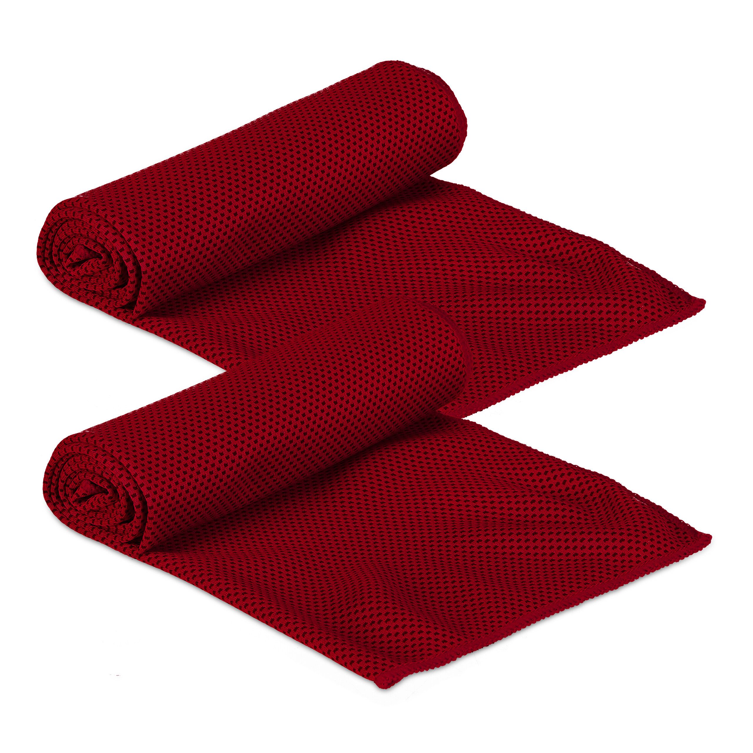 relaxdays Sporthandtuch 4x Kühlendes Handtuch in Rot