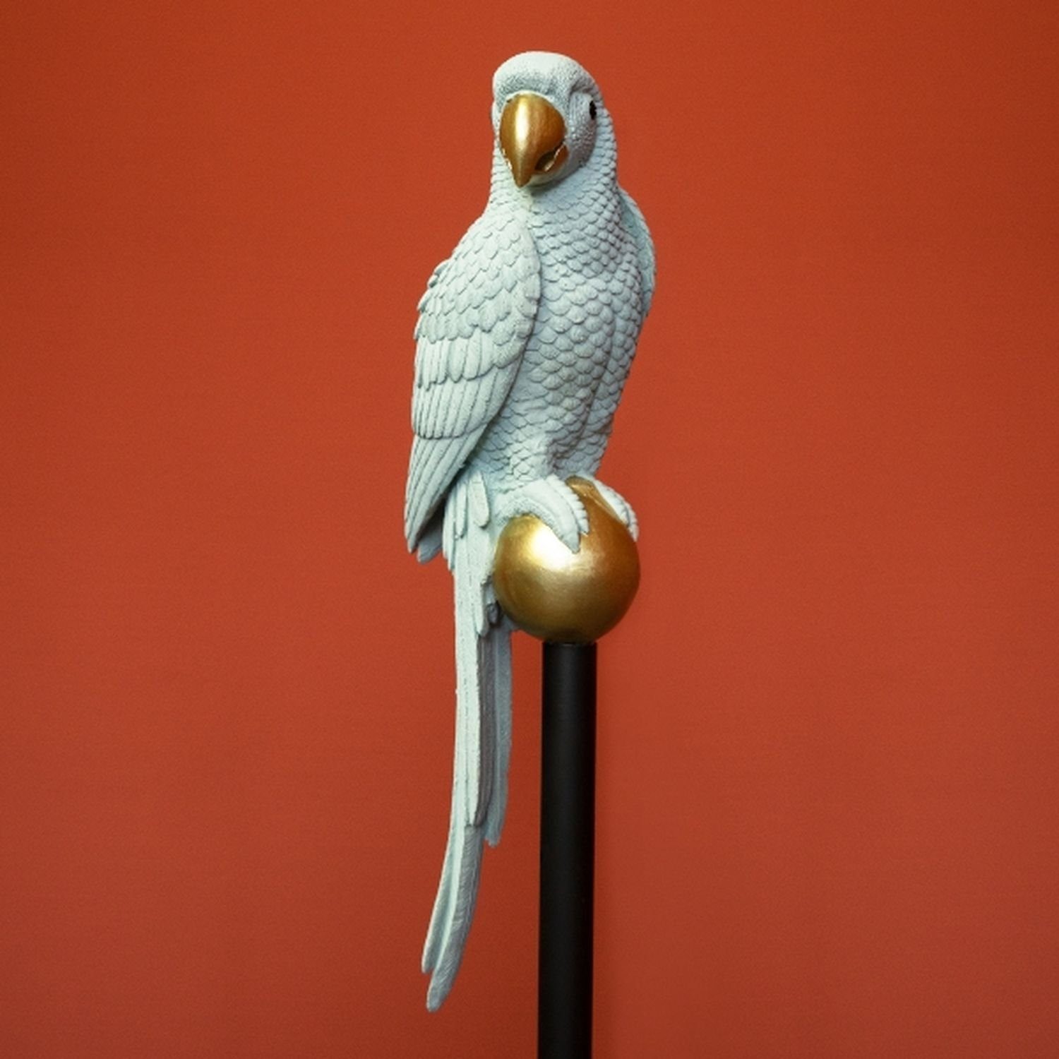 hellblau - Papagei - auf Werner Dekoobjekt 20x16x91 Stab Voß Polyresin/Metall cm -