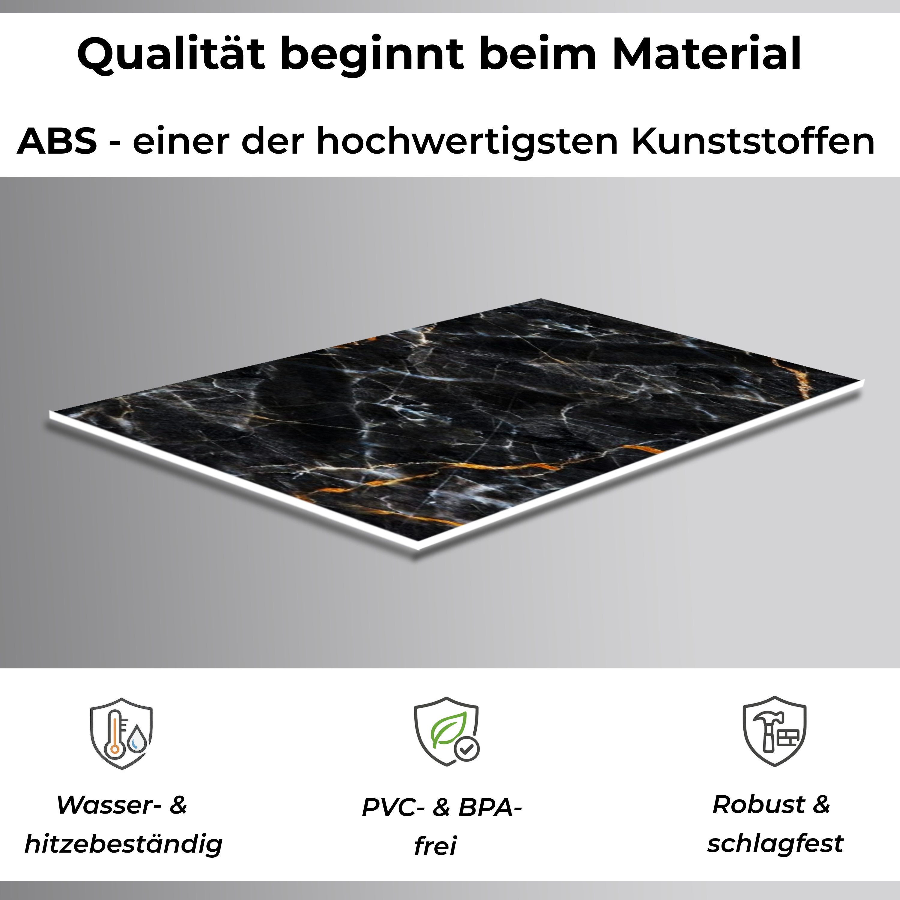 Rodnik Küchenrückwand Marmor schwarz, monolithische ABS-Platte mit Direktdruck, formstabil und langlebig