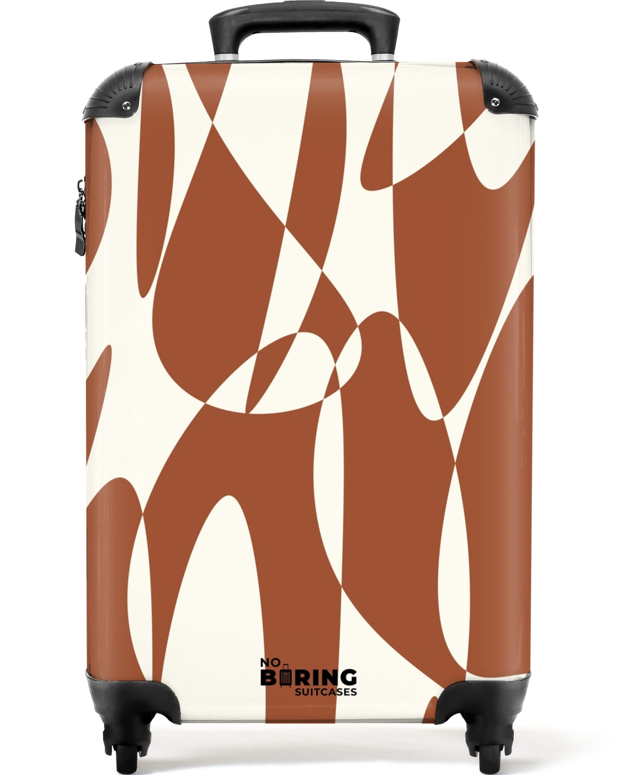 NoBoringSuitcases.com© Hartschalen-Trolley Braun mit weißen abstrakten günstig online kaufen